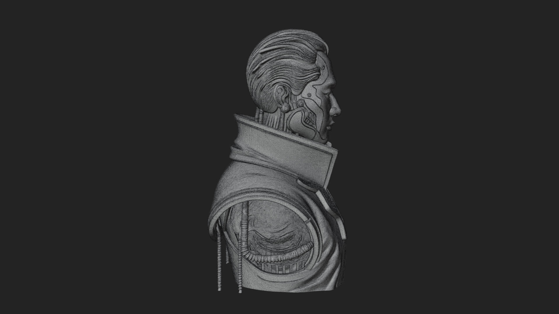 Steampunk Cyborg Man Bust Design 12 3D Print Model 3D Model