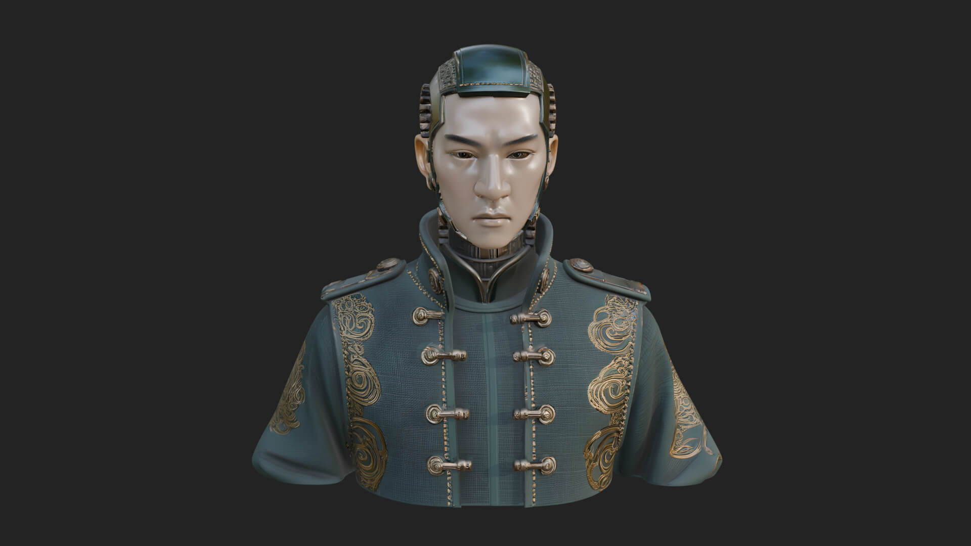 Steampunk Cyborg Man Bust Design 13 3D Print Model 3D Model