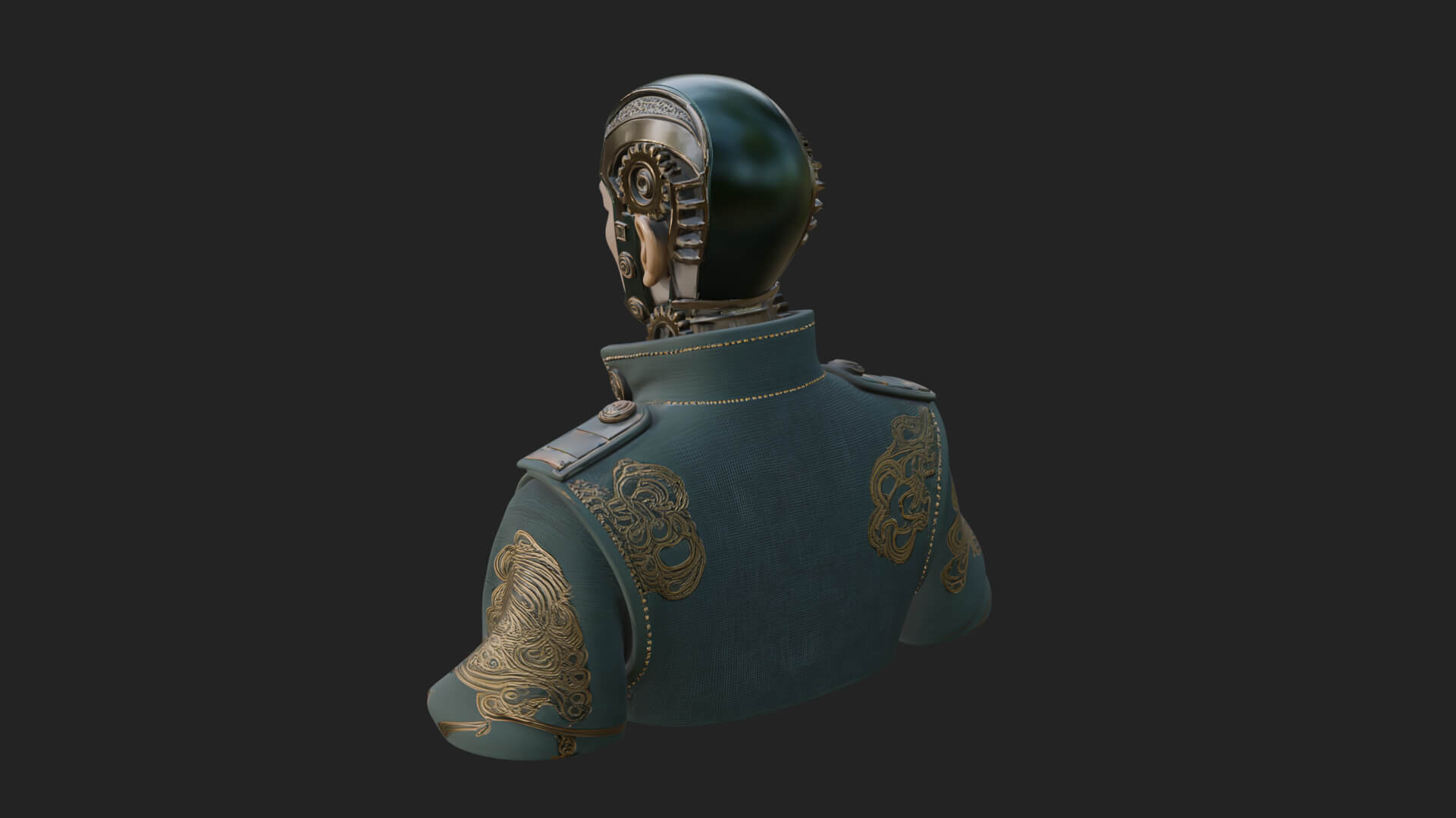 Steampunk Cyborg Man Bust Design 13 3D Print Model 3D Model