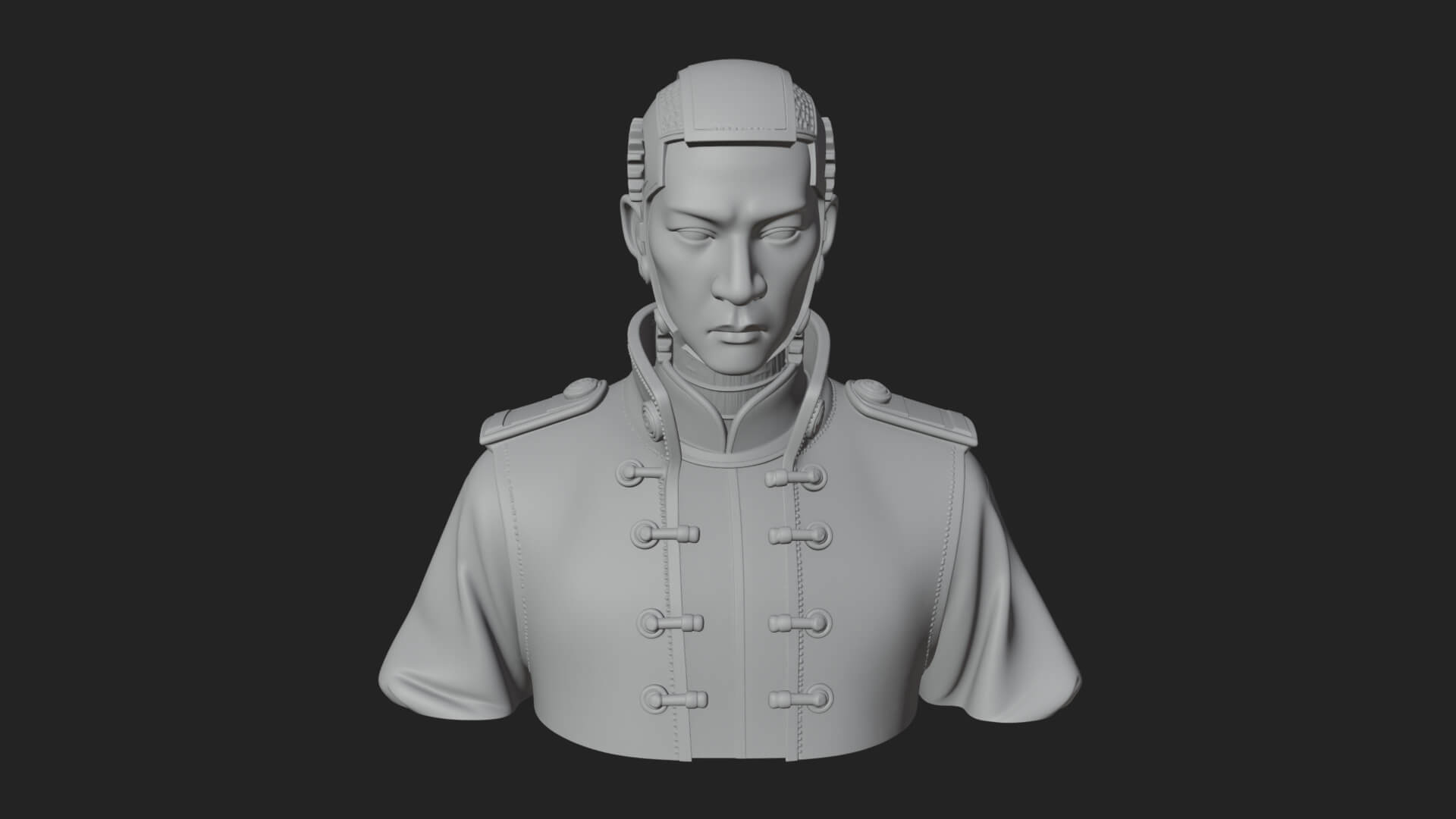 Steampunk Cyborg Man Bust Design 13 3D Print Model 3D Model
