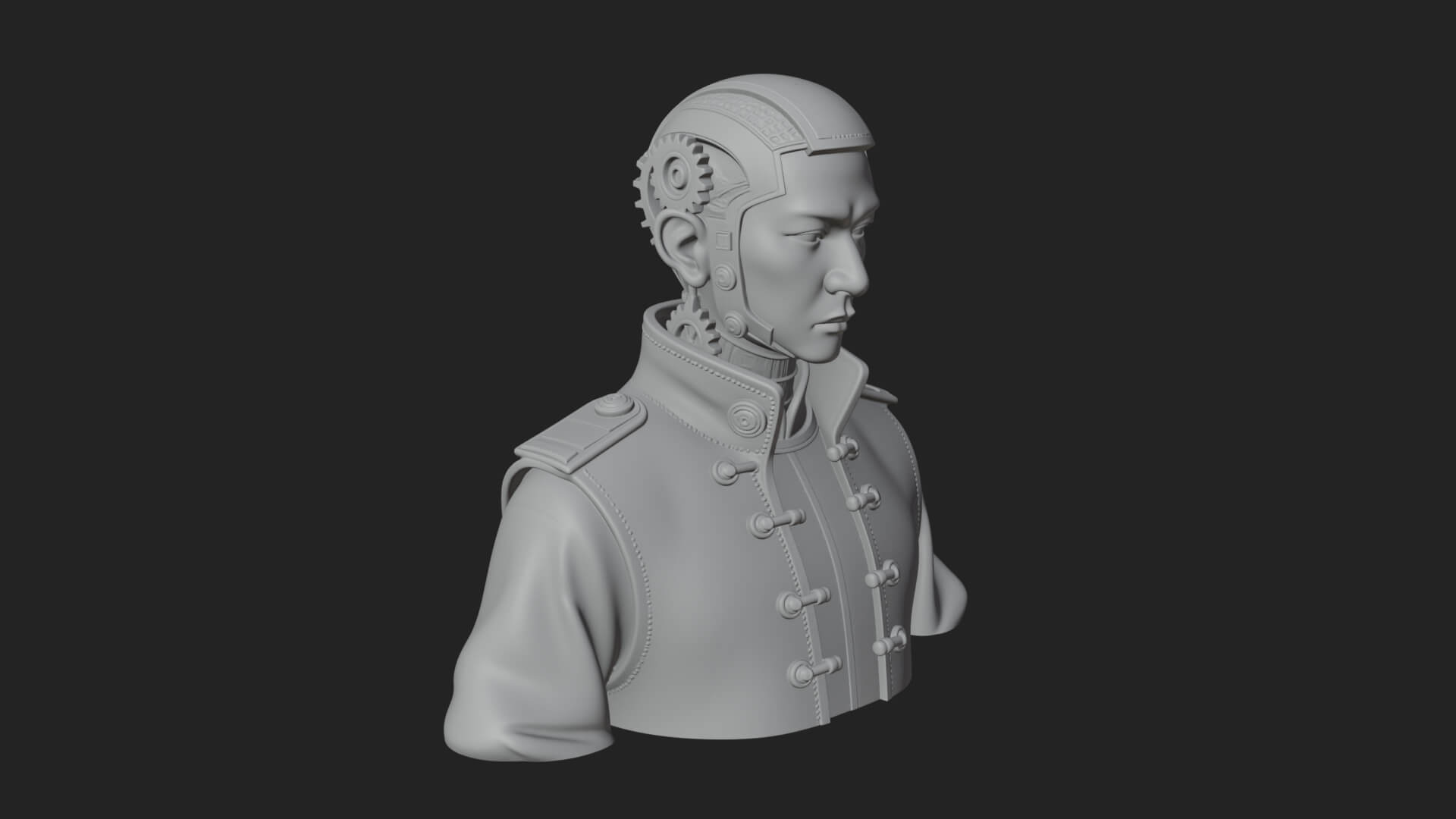 Steampunk Cyborg Man Bust Design 13 3D Print Model 3D Model