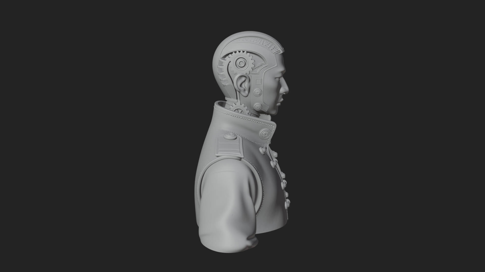 Steampunk Cyborg Man Bust Design 13 3D Print Model 3D Model