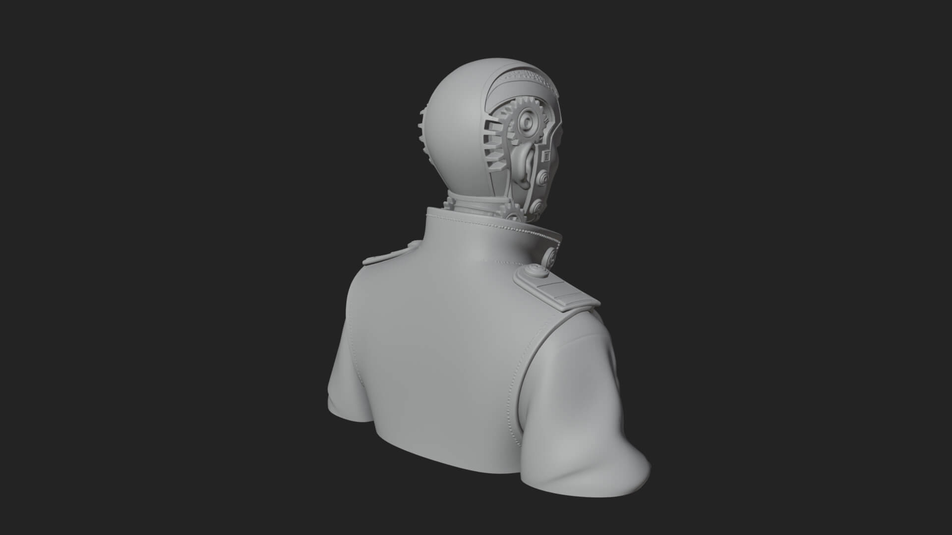 Steampunk Cyborg Man Bust Design 13 3D Print Model 3D Model