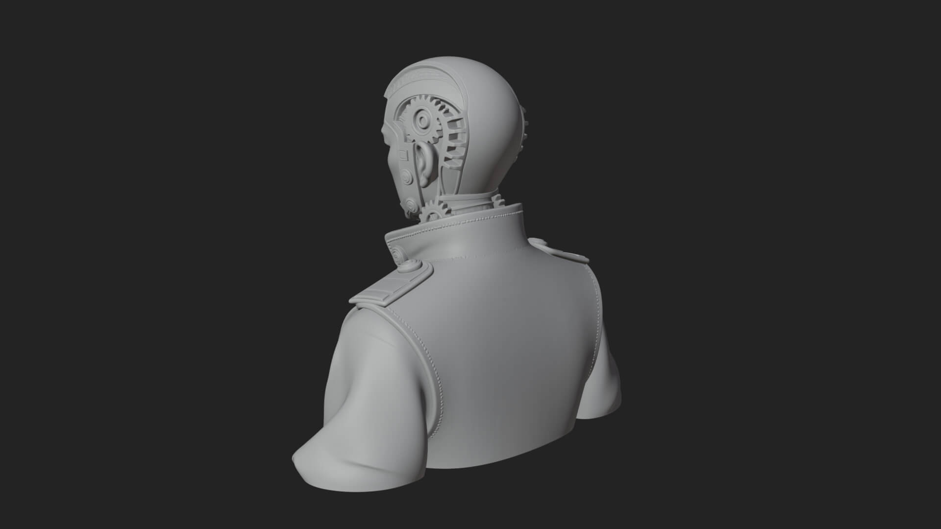 Steampunk Cyborg Man Bust Design 13 3D Print Model 3D Model