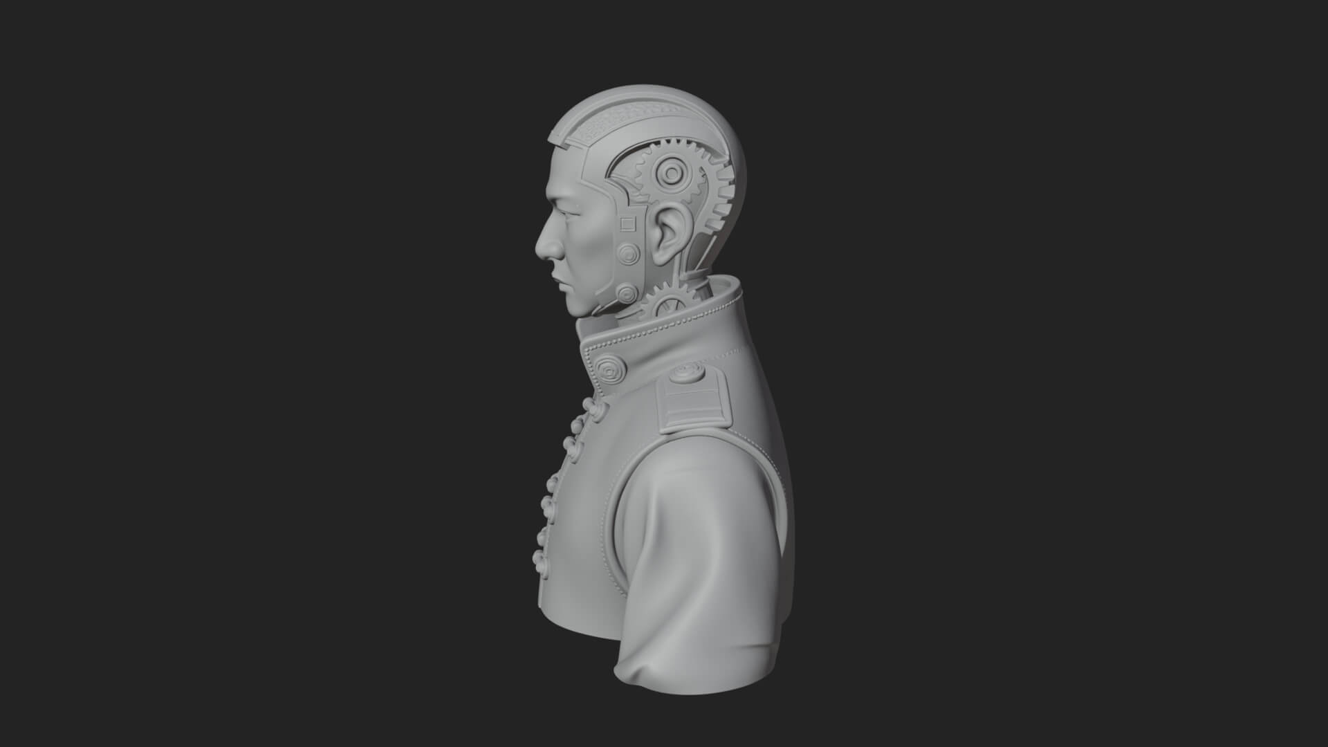 Steampunk Cyborg Man Bust Design 13 3D Print Model 3D Model