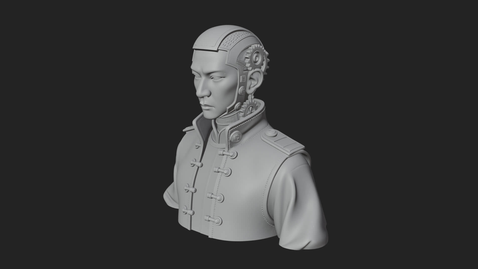 Steampunk Cyborg Man Bust Design 13 3D Print Model 3D Model