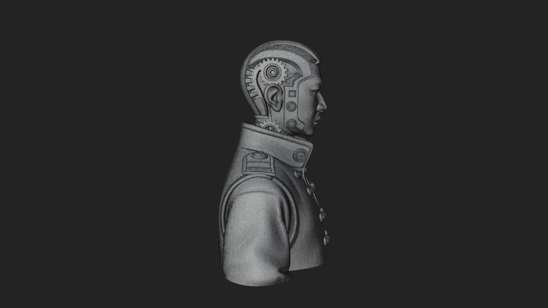 Steampunk Cyborg Man Bust Design 13 3D Print Model 3D Model