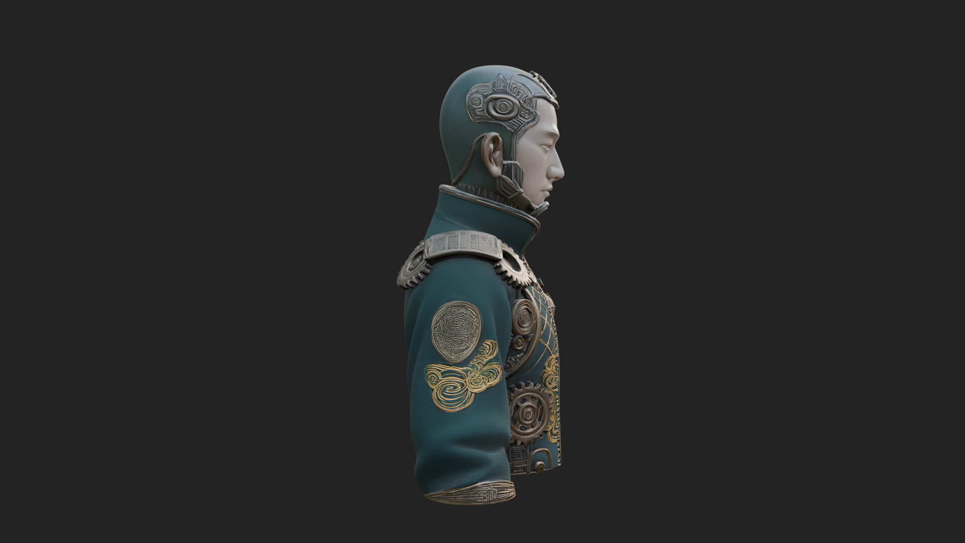 Steampunk Cyborg Man Bust Design 14 3D Print Model 3D Model
