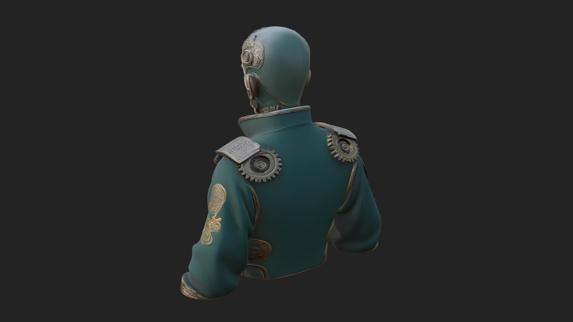 Steampunk Cyborg Man Bust Design 14 3D Print Model 3D Model