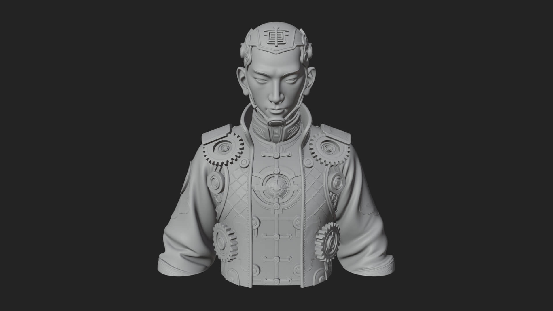 Steampunk Cyborg Man Bust Design 14 3D Print Model 3D Model