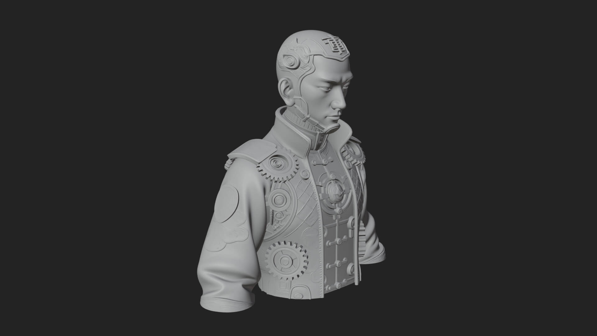 Steampunk Cyborg Man Bust Design 14 3D Print Model 3D Model