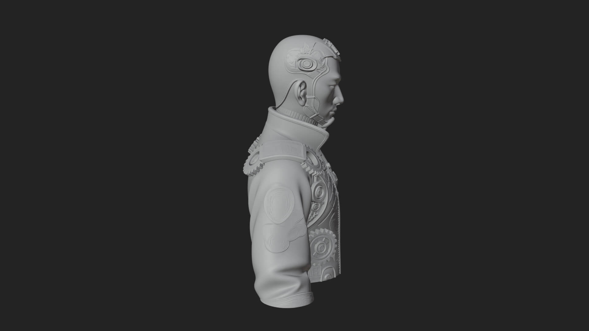Steampunk Cyborg Man Bust Design 14 3D Print Model 3D Model
