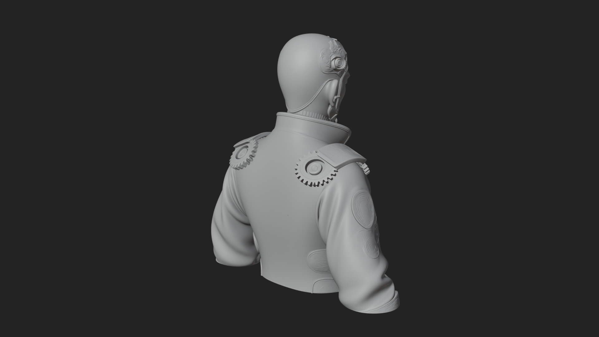 Steampunk Cyborg Man Bust Design 14 3D Print Model 3D Model