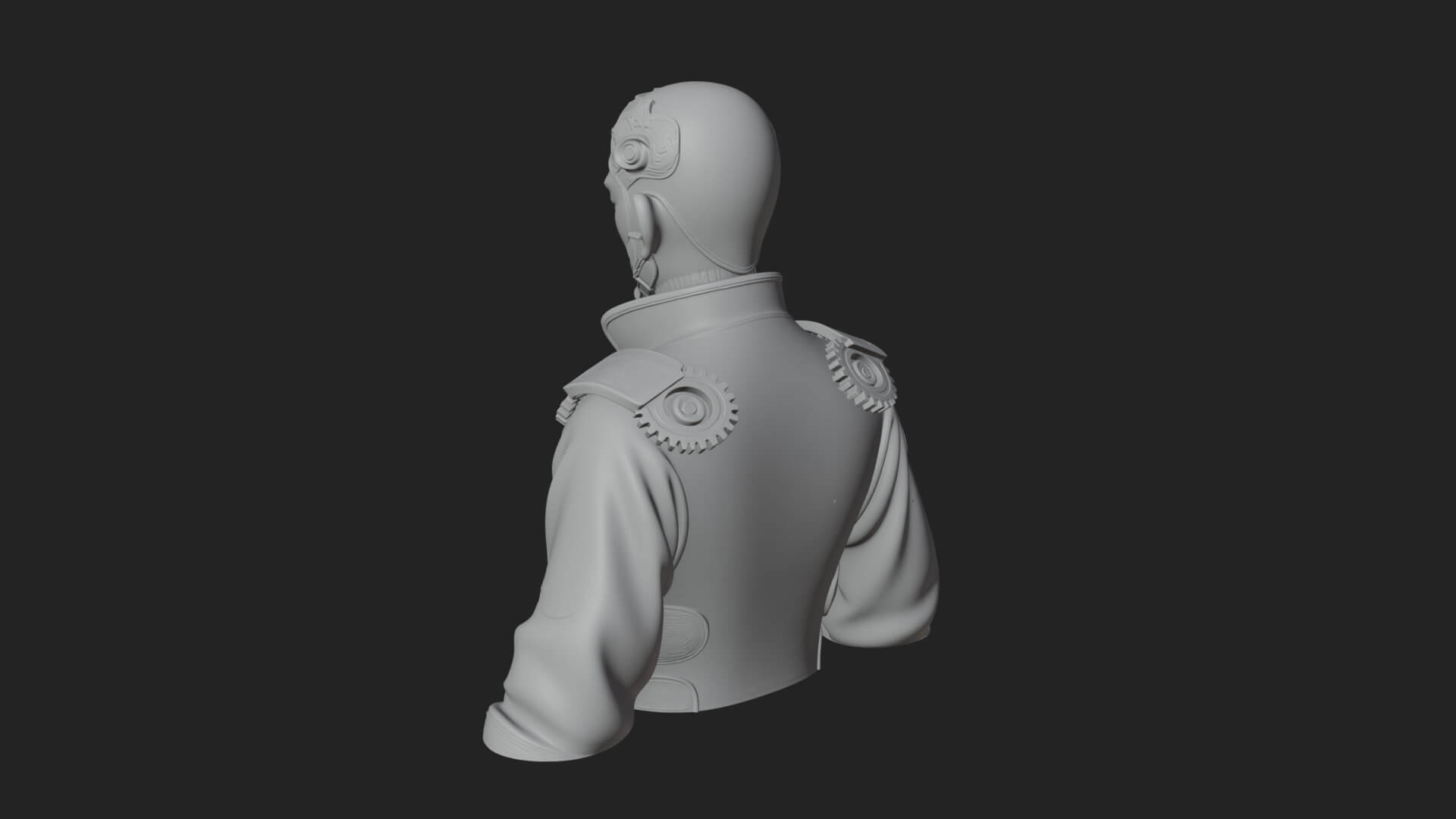 Steampunk Cyborg Man Bust Design 14 3D Print Model 3D Model