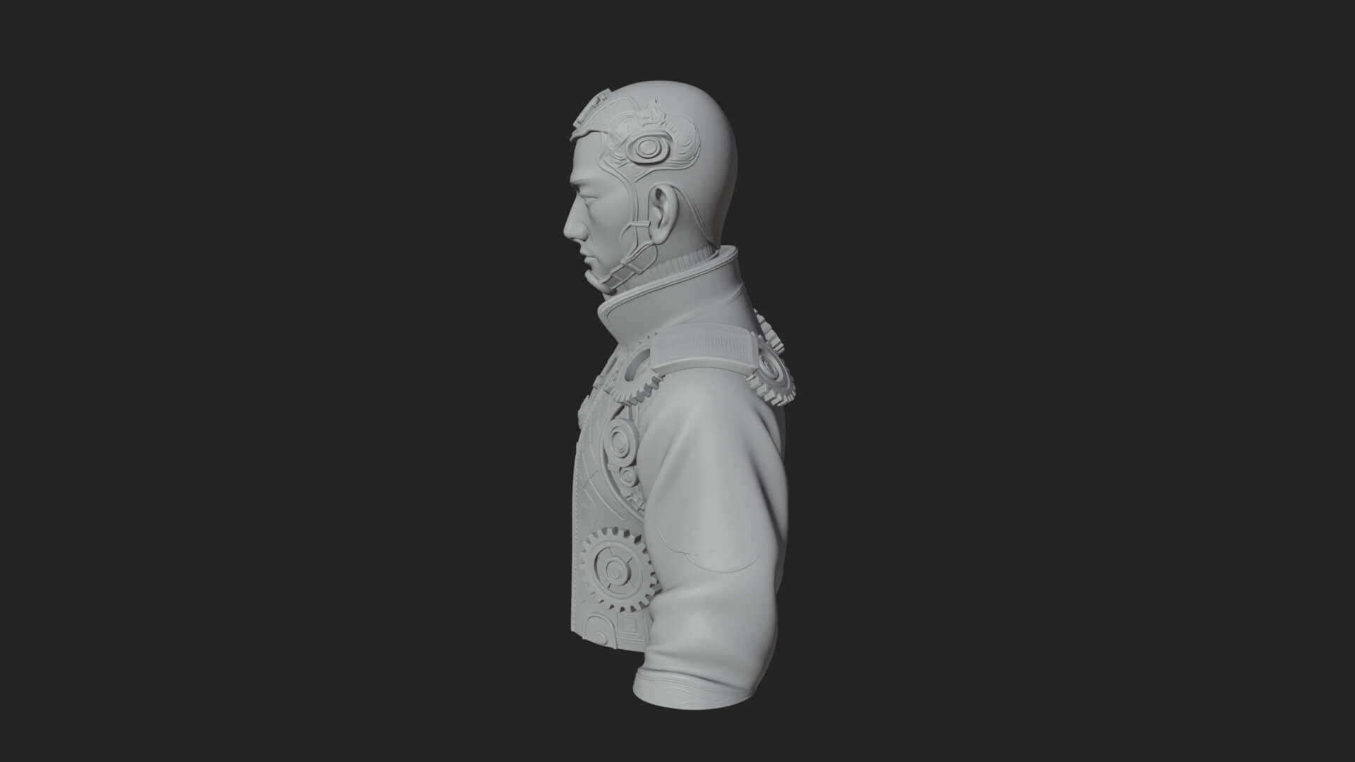 Steampunk Cyborg Man Bust Design 14 3D Print Model 3D Model