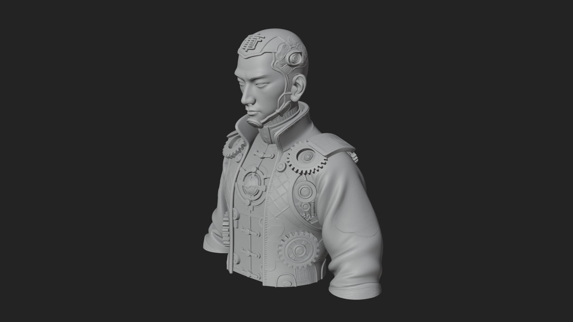 Steampunk Cyborg Man Bust Design 14 3D Print Model 3D Model