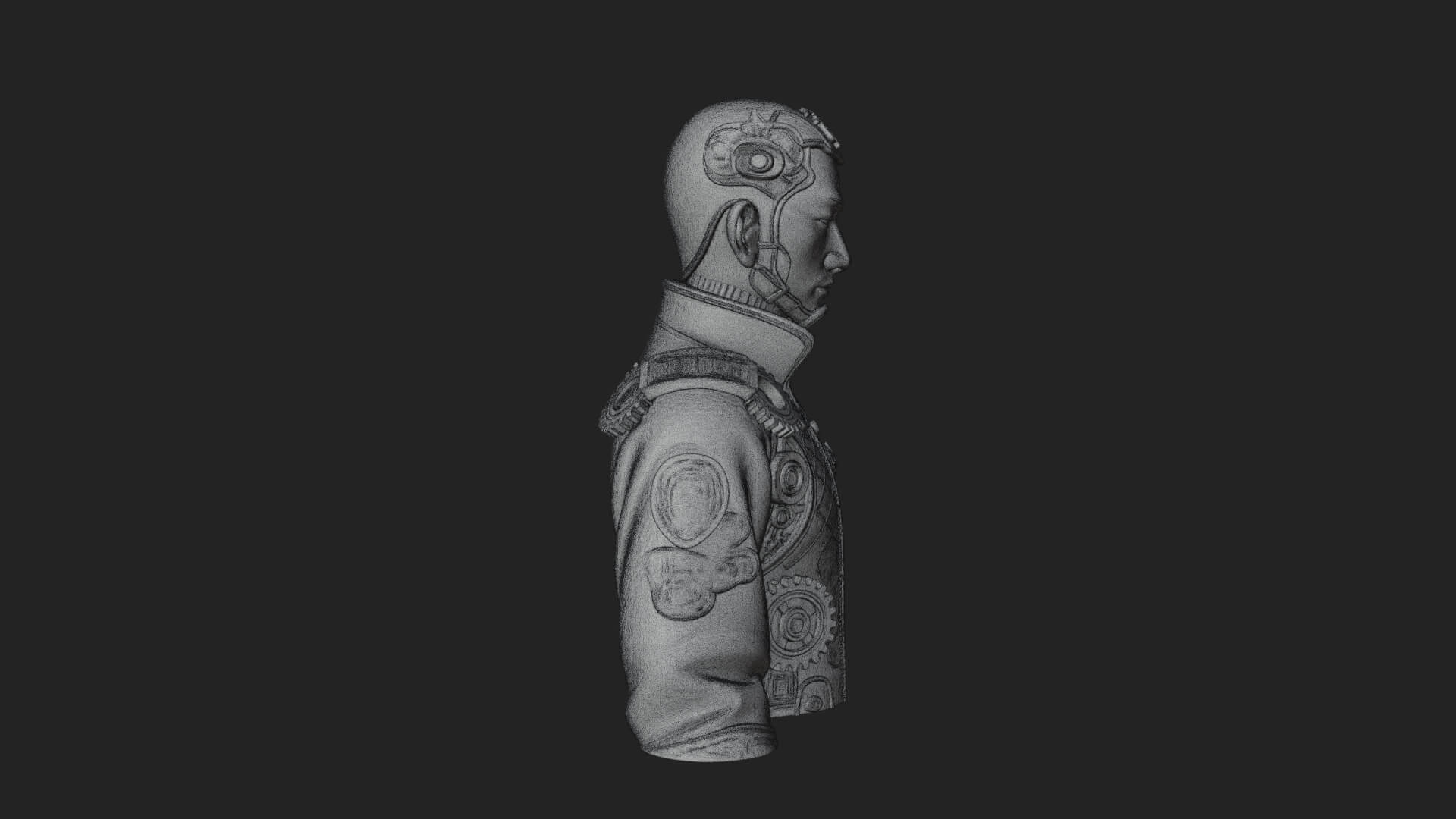 Steampunk Cyborg Man Bust Design 14 3D Print Model 3D Model