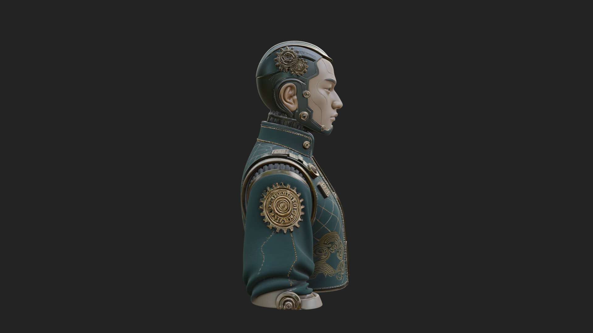 Steampunk Cyborg Man Bust Design 15 3D Print Model 3D Model