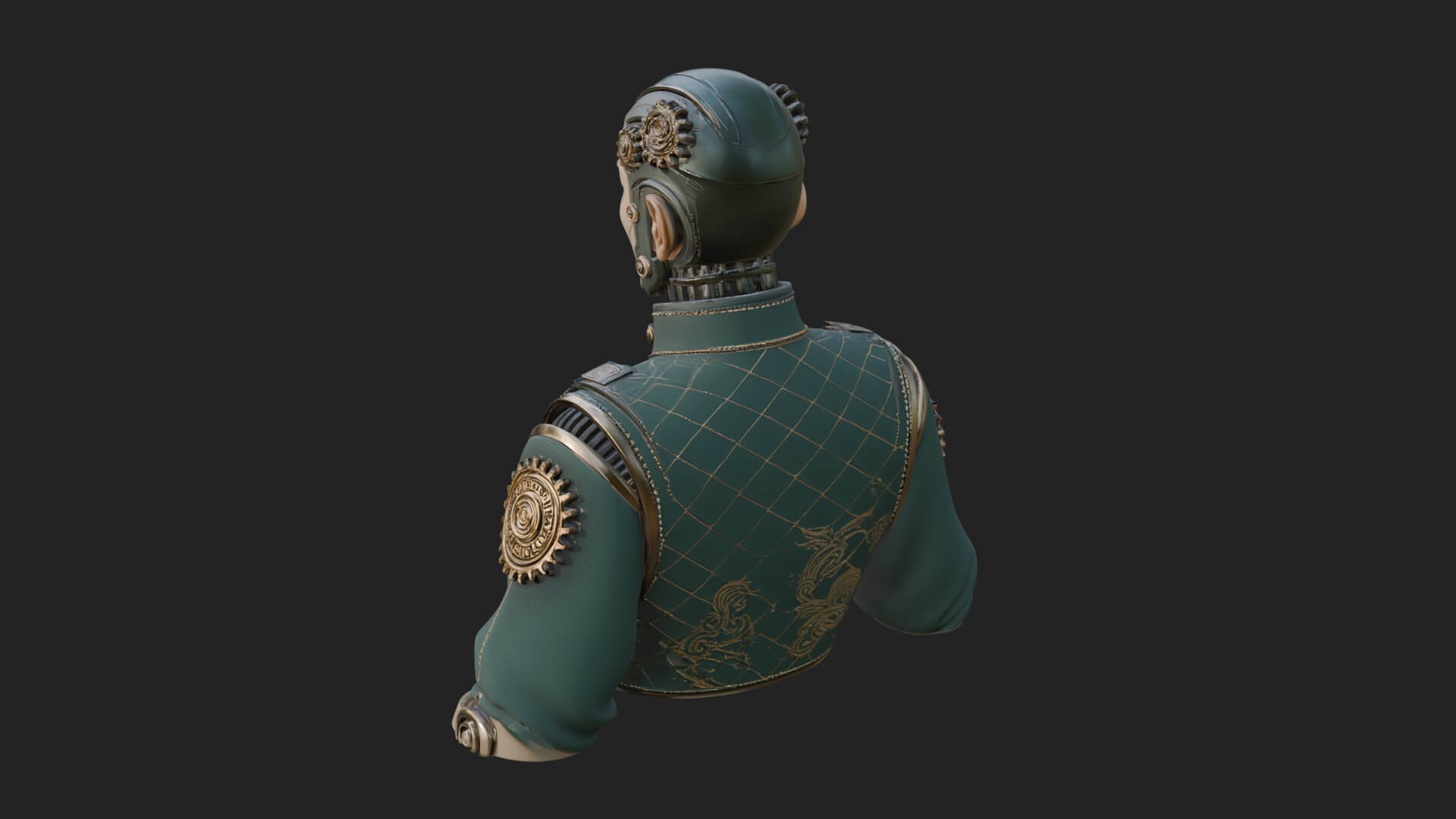 Steampunk Cyborg Man Bust Design 15 3D Print Model 3D Model