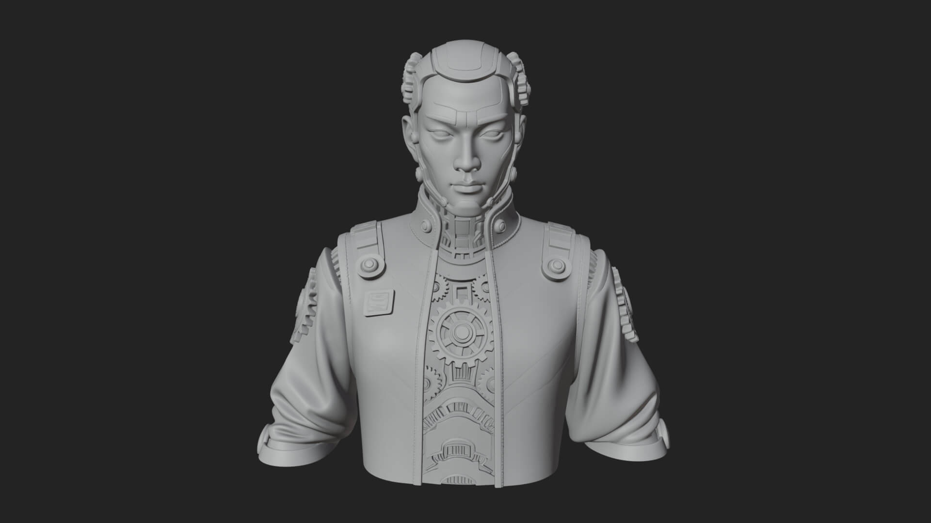 Steampunk Cyborg Man Bust Design 15 3D Print Model 3D Model