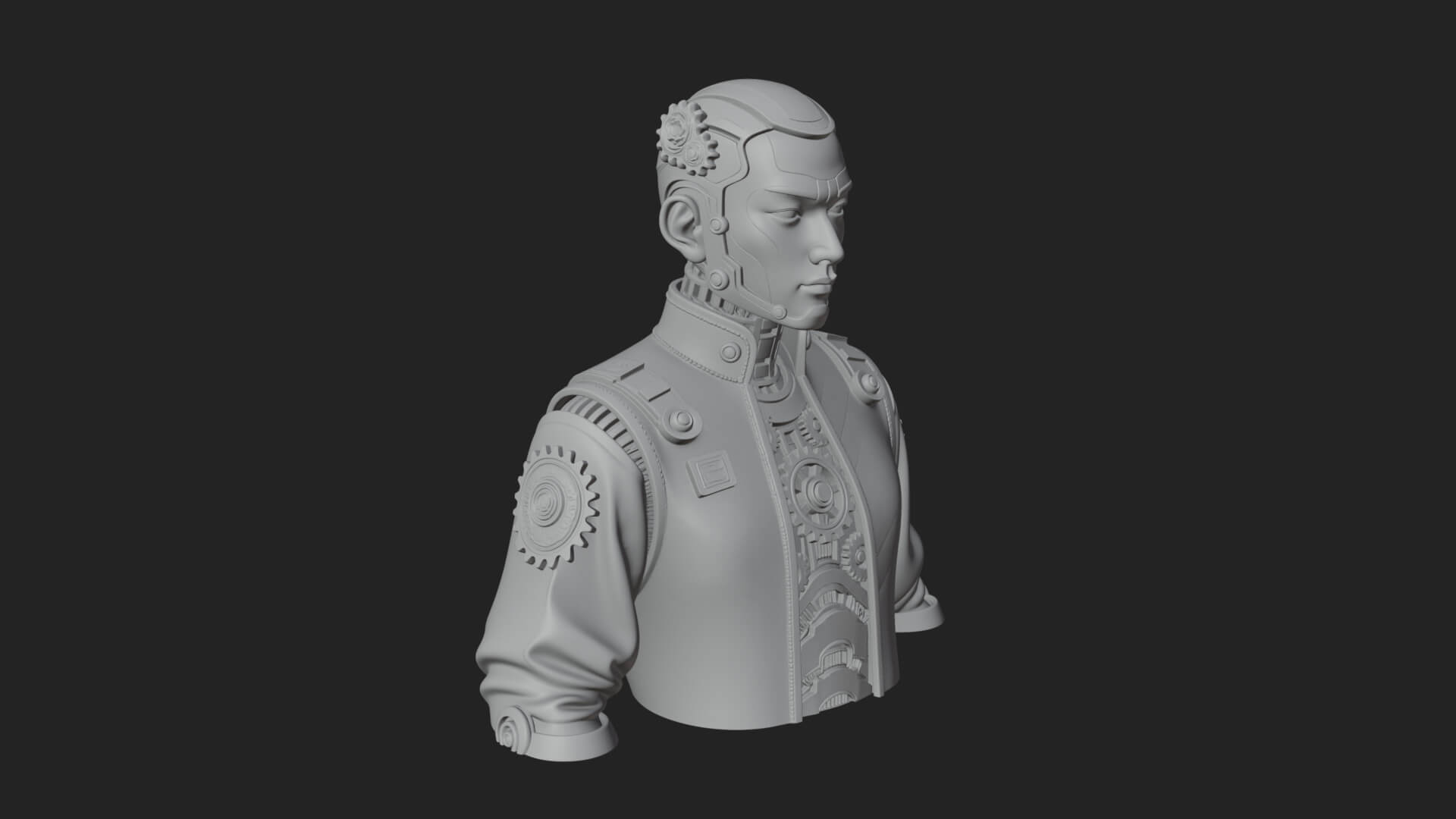 Steampunk Cyborg Man Bust Design 15 3D Print Model 3D Model