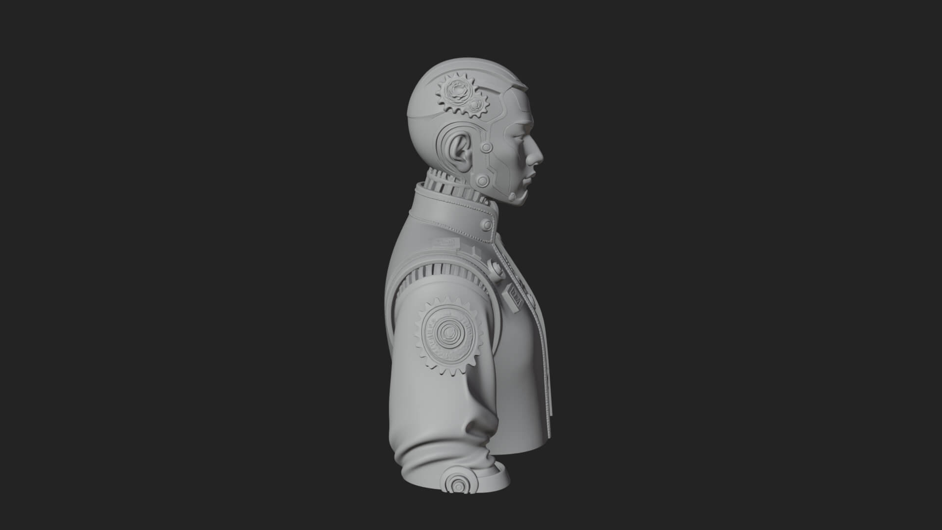 Steampunk Cyborg Man Bust Design 15 3D Print Model 3D Model