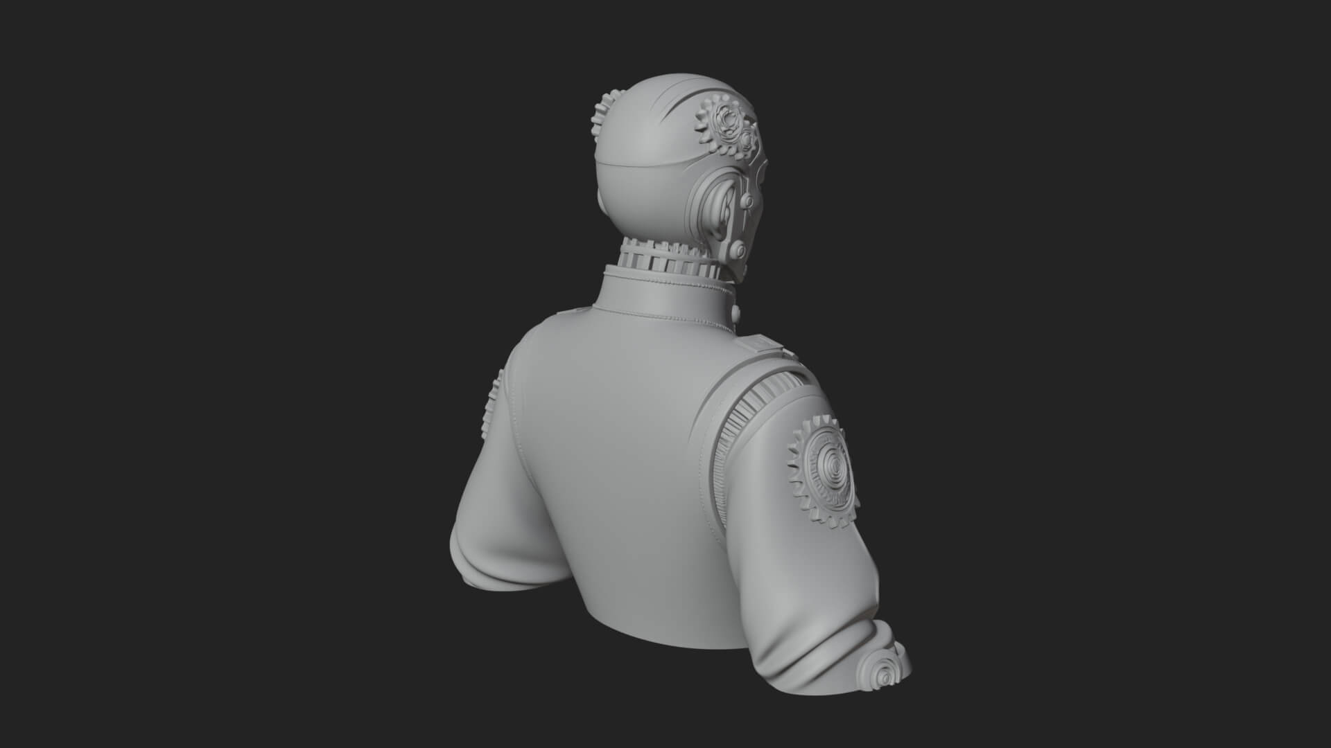 Steampunk Cyborg Man Bust Design 15 3D Print Model 3D Model