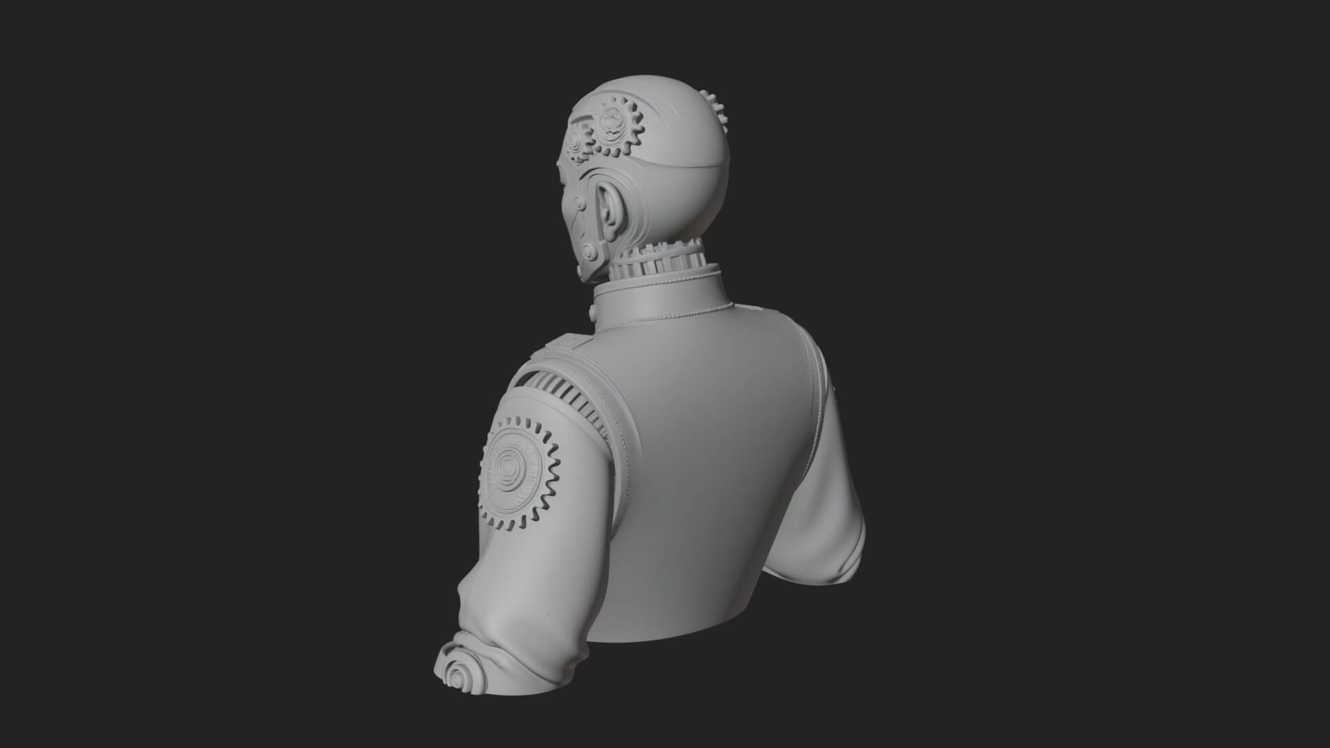Steampunk Cyborg Man Bust Design 15 3D Print Model 3D Model