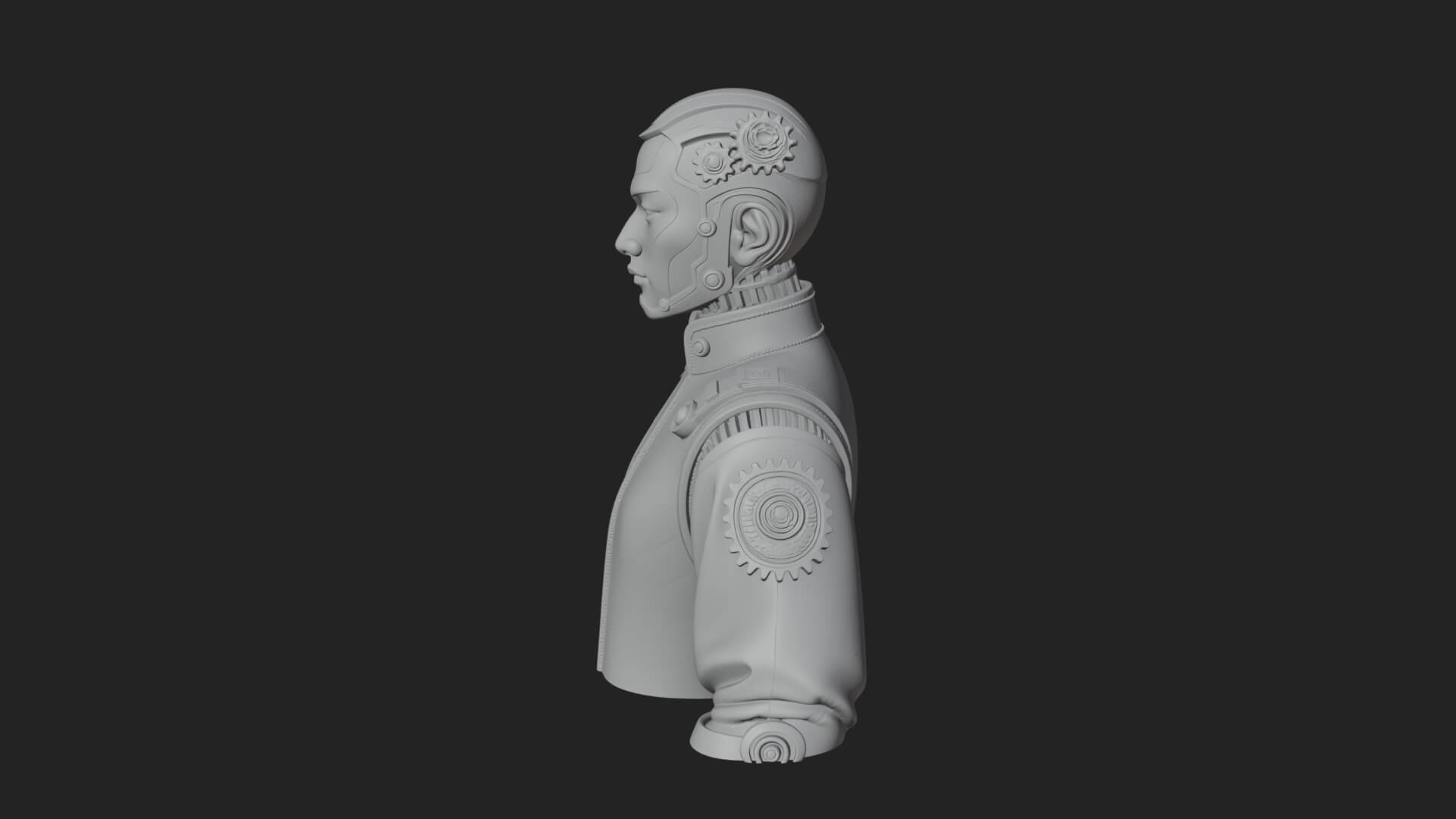 Steampunk Cyborg Man Bust Design 15 3D Print Model 3D Model