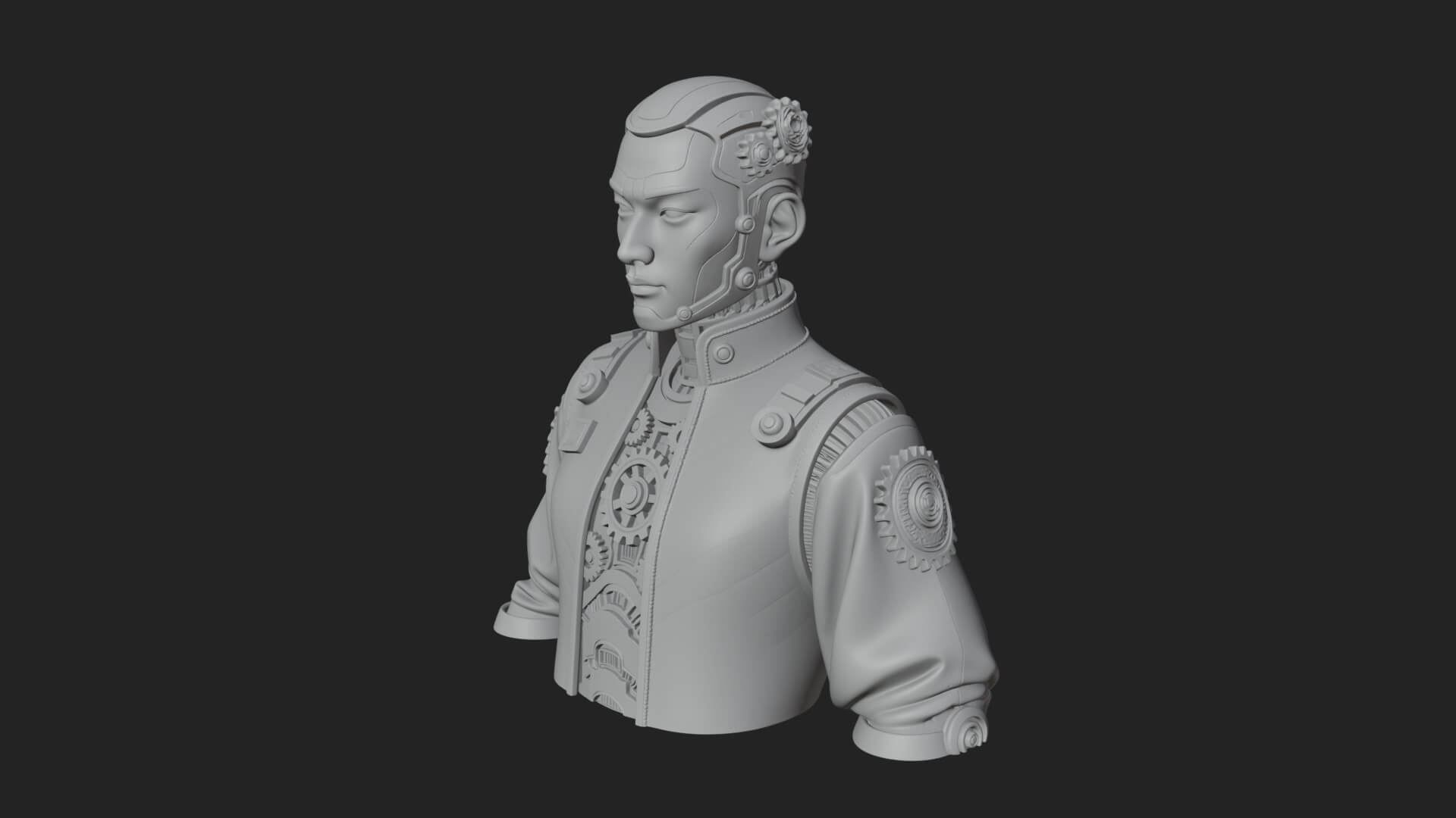 Steampunk Cyborg Man Bust Design 15 3D Print Model 3D Model