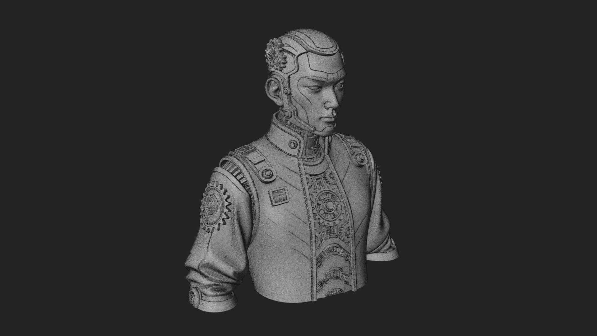 Steampunk Cyborg Man Bust Design 15 3D Print Model 3D Model
