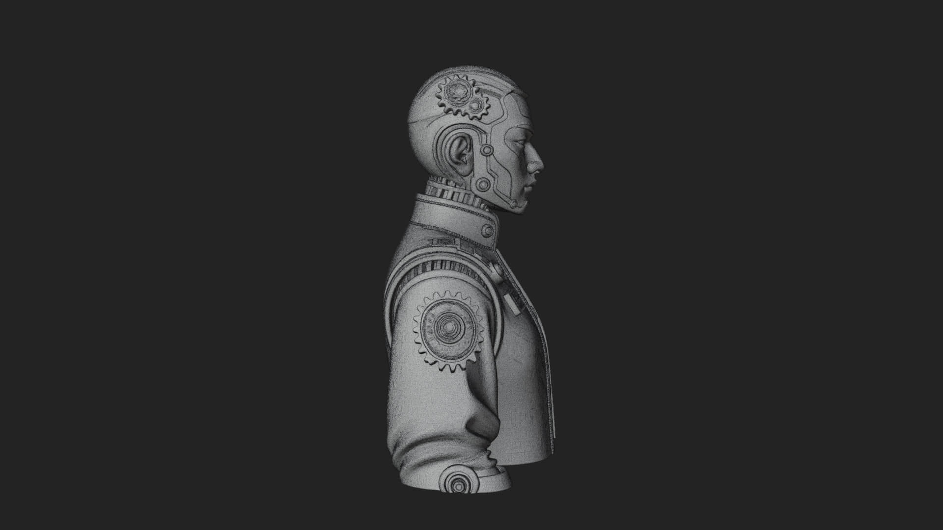 Steampunk Cyborg Man Bust Design 15 3D Print Model 3D Model