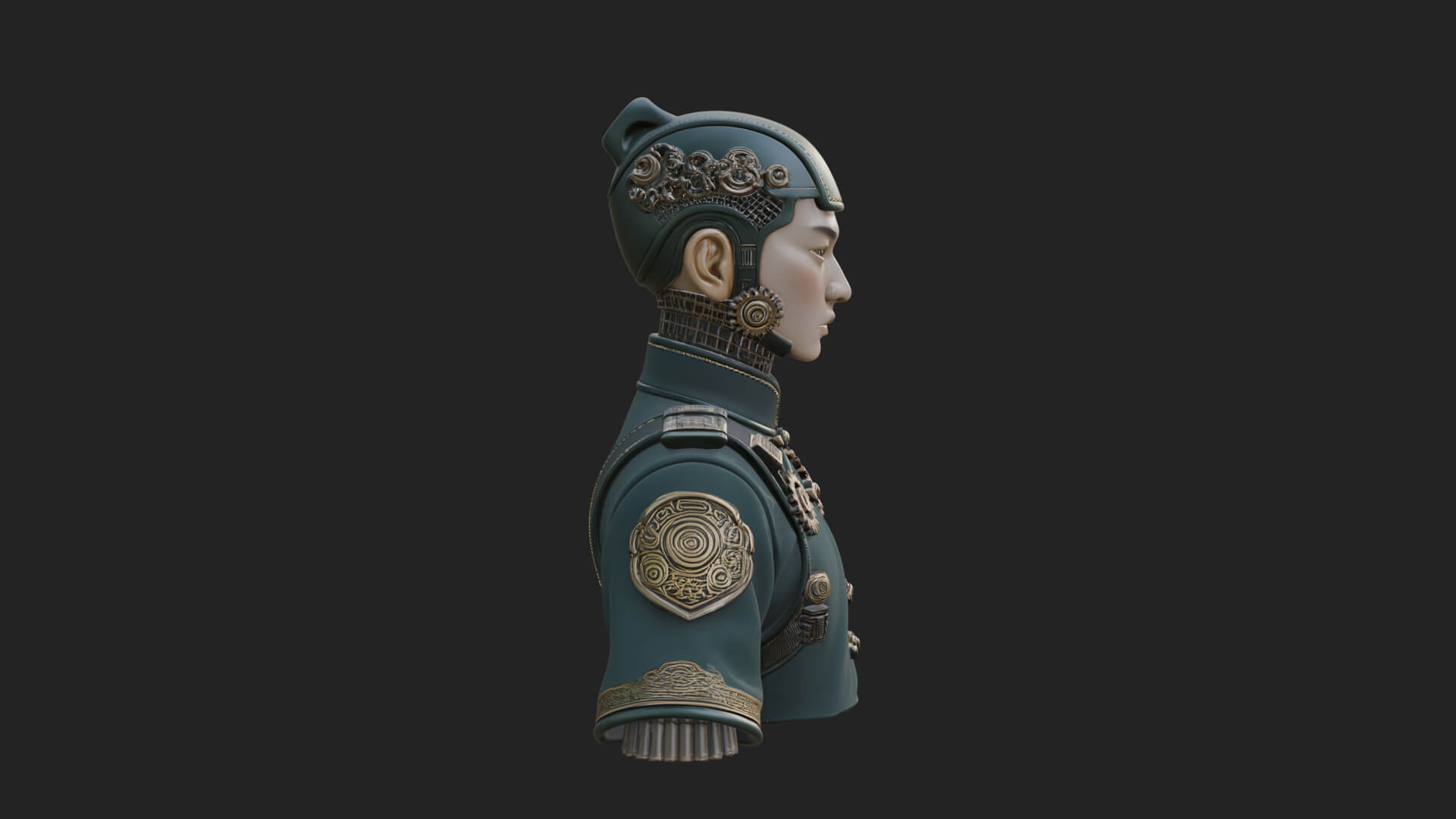 Steampunk Cyborg Man Bust Design 16 3D Print Model 3D Model