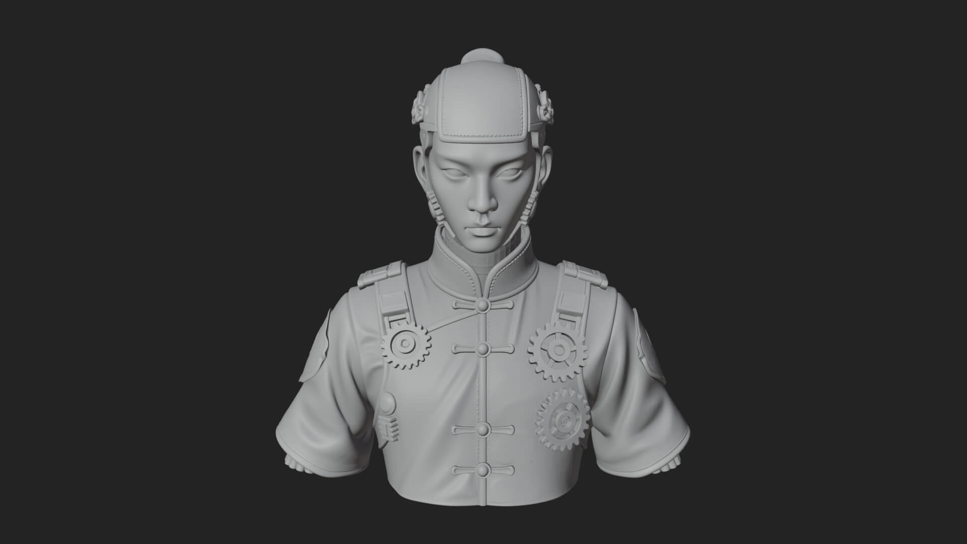 Steampunk Cyborg Man Bust Design 16 3D Print Model 3D Model