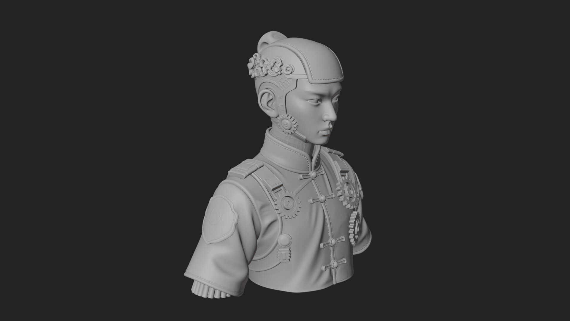 Steampunk Cyborg Man Bust Design 16 3D Print Model 3D Model