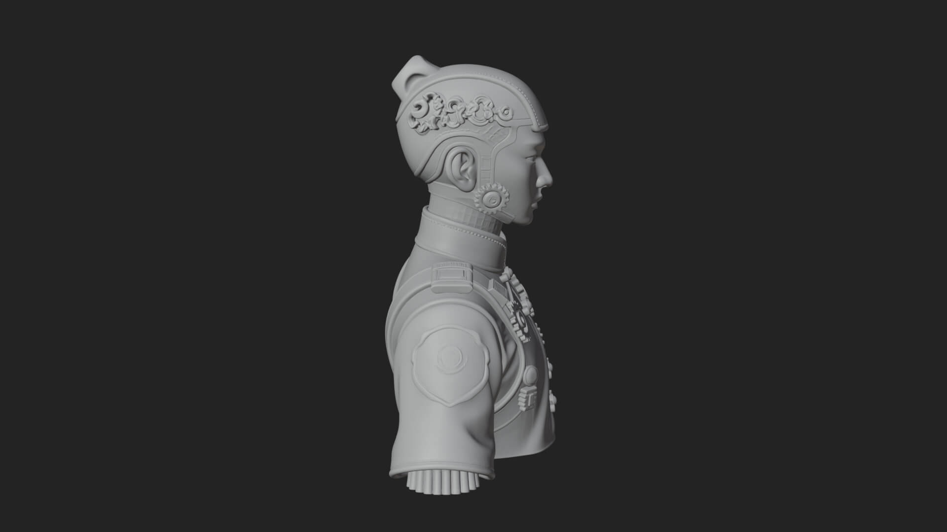 Steampunk Cyborg Man Bust Design 16 3D Print Model 3D Model