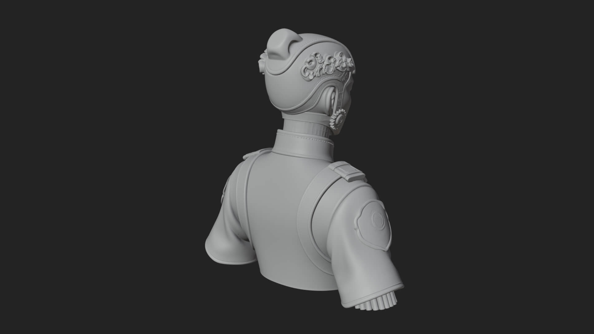 Steampunk Cyborg Man Bust Design 16 3D Print Model 3D Model