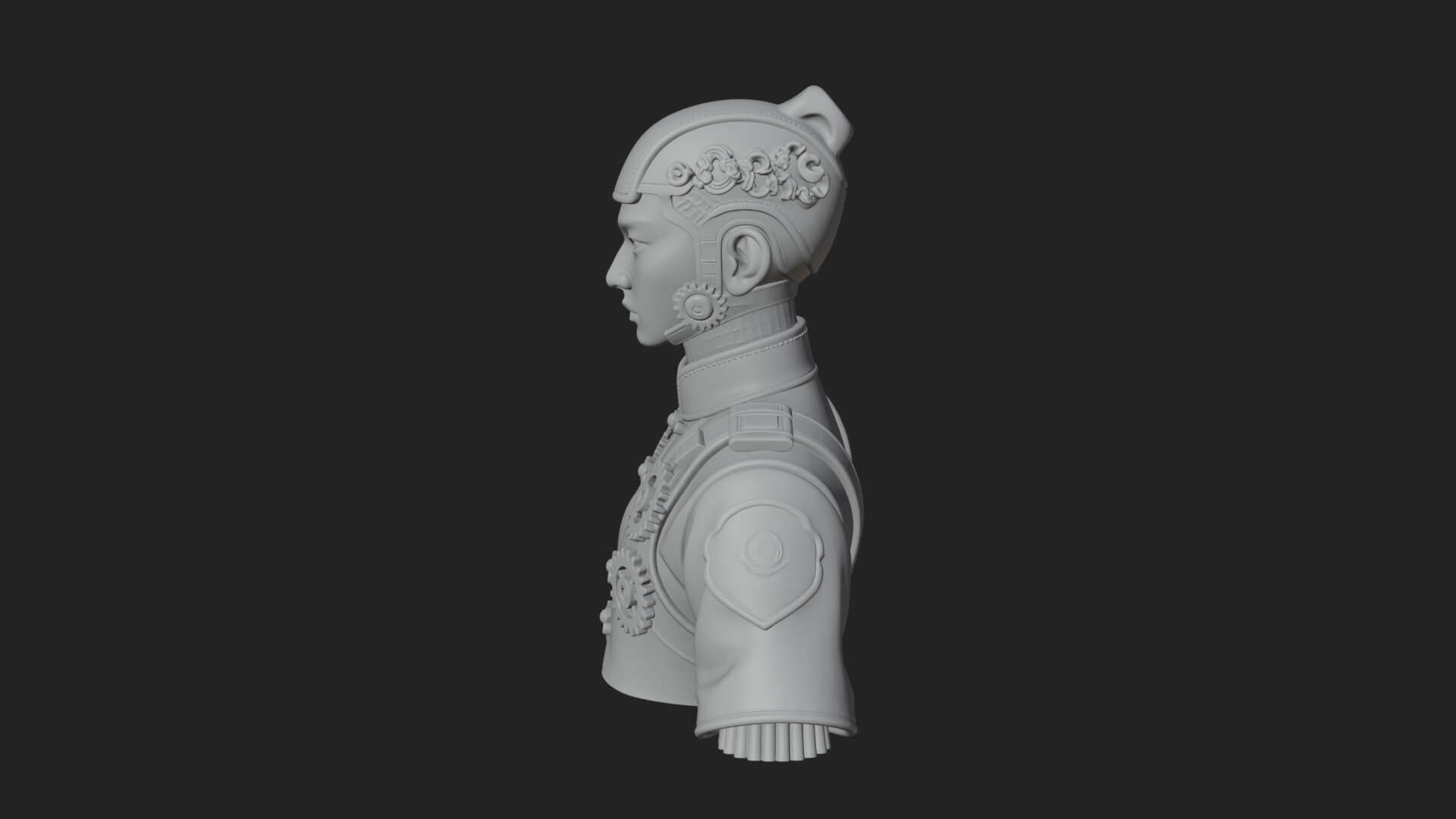Steampunk Cyborg Man Bust Design 16 3D Print Model 3D Model