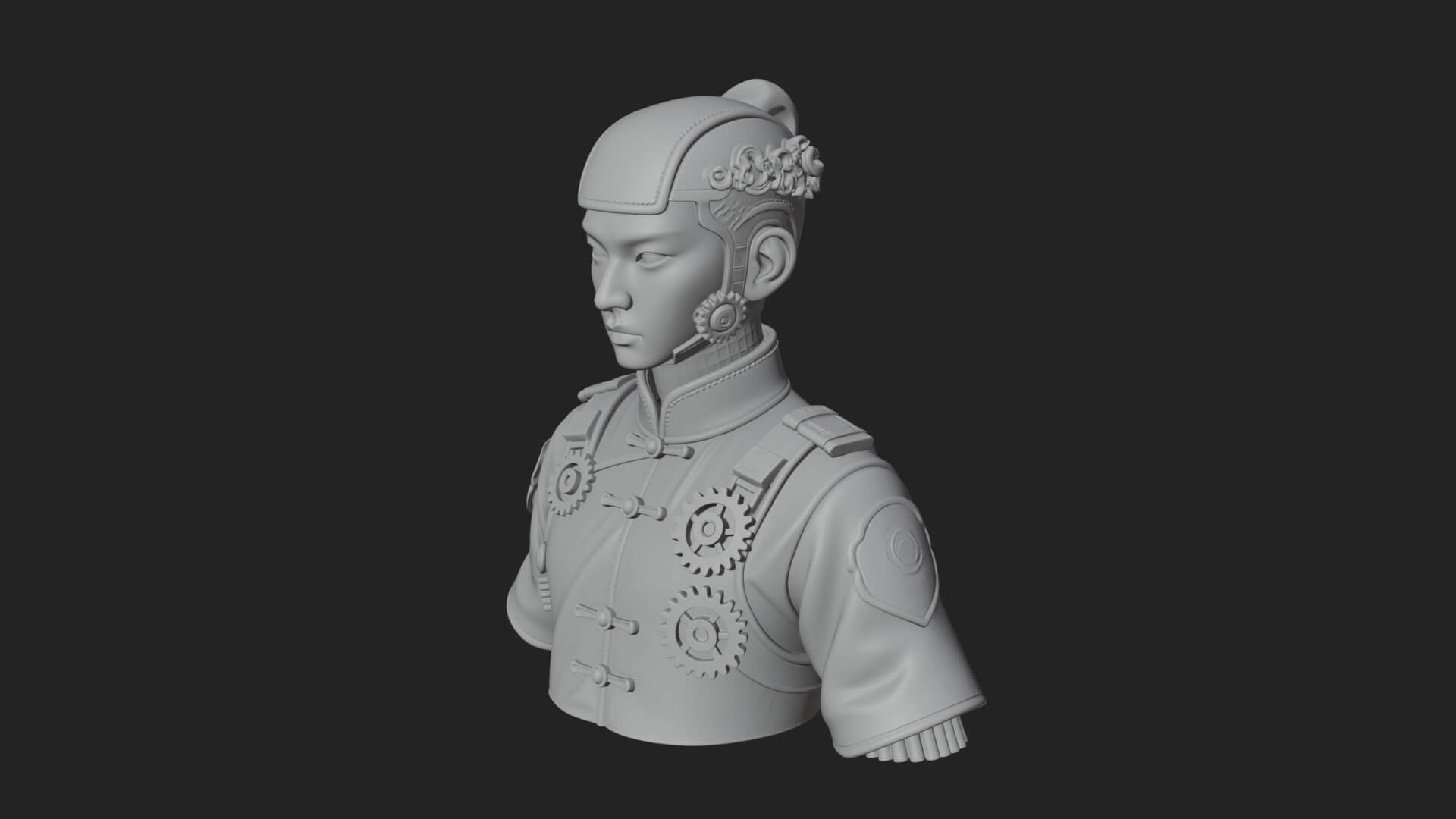 Steampunk Cyborg Man Bust Design 16 3D Print Model 3D Model