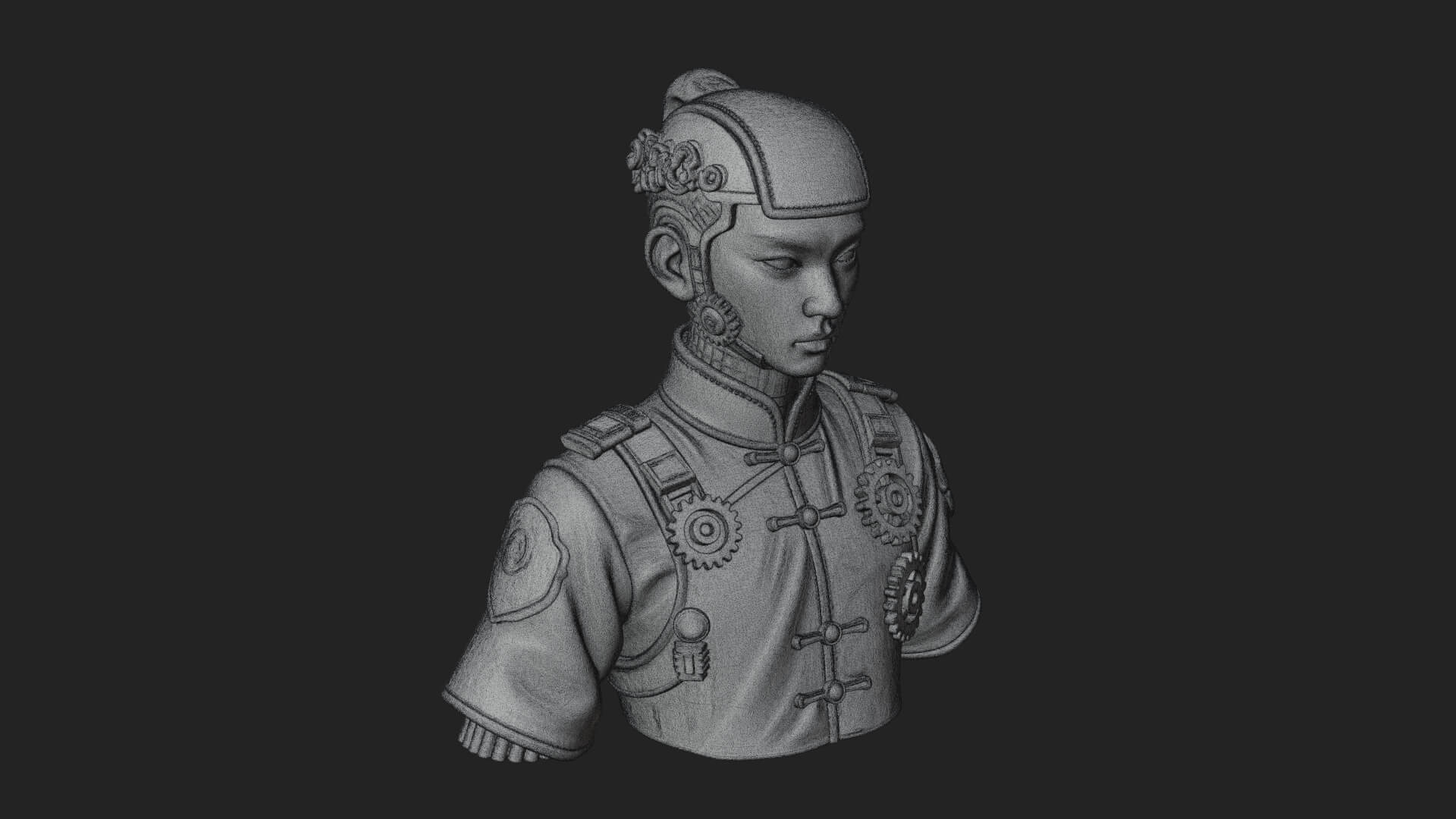 Steampunk Cyborg Man Bust Design 16 3D Print Model 3D Model