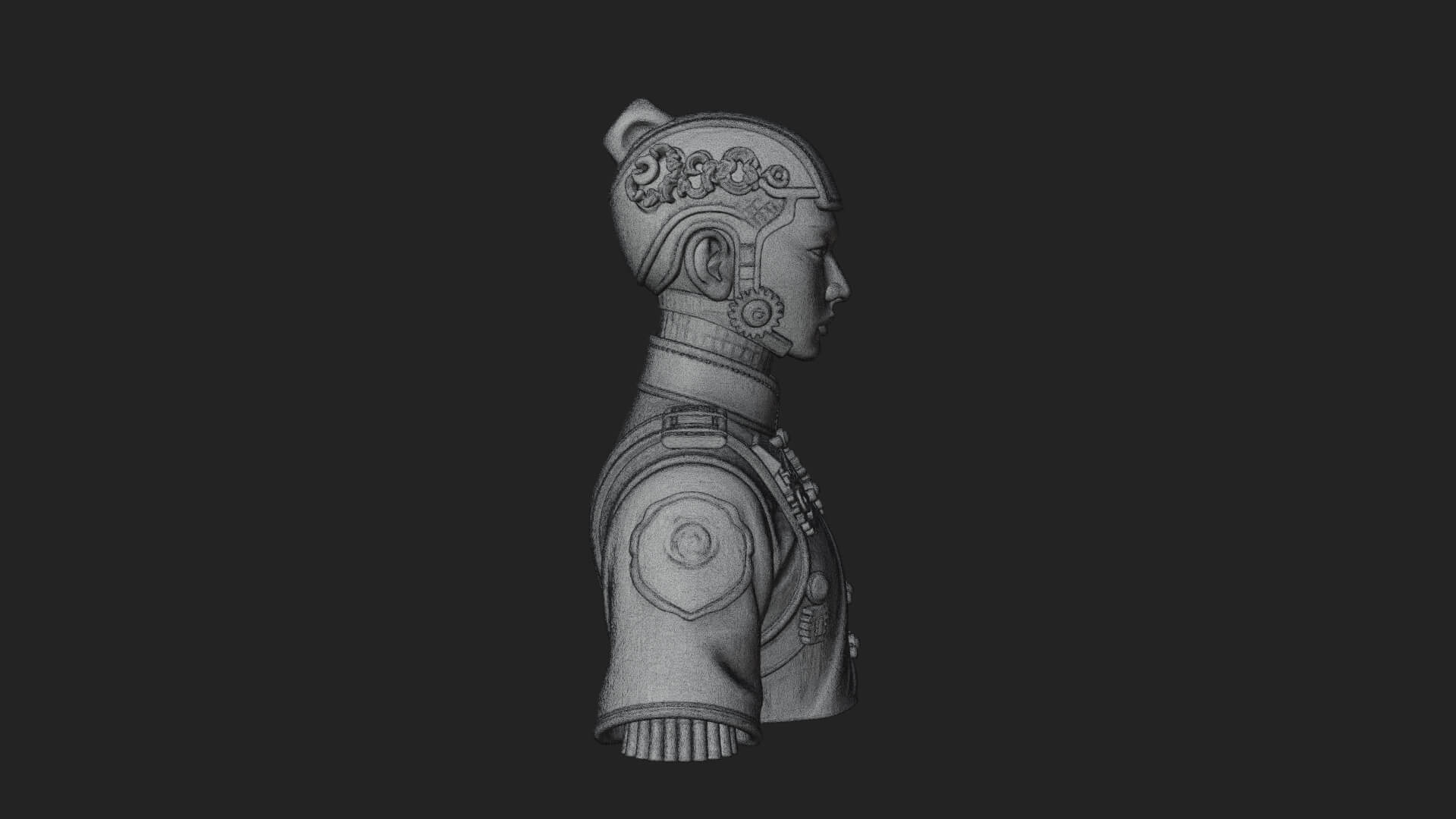 Steampunk Cyborg Man Bust Design 16 3D Print Model 3D Model