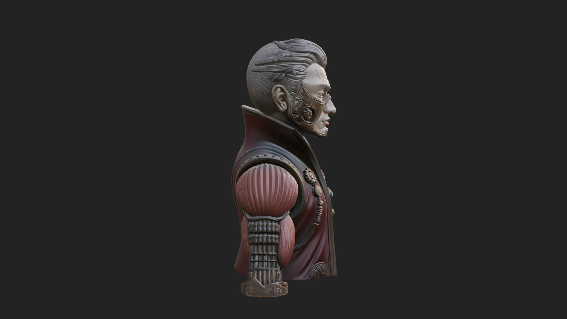 Steampunk Cyborg Man Bust Design 17 3D Print Model 3D Model