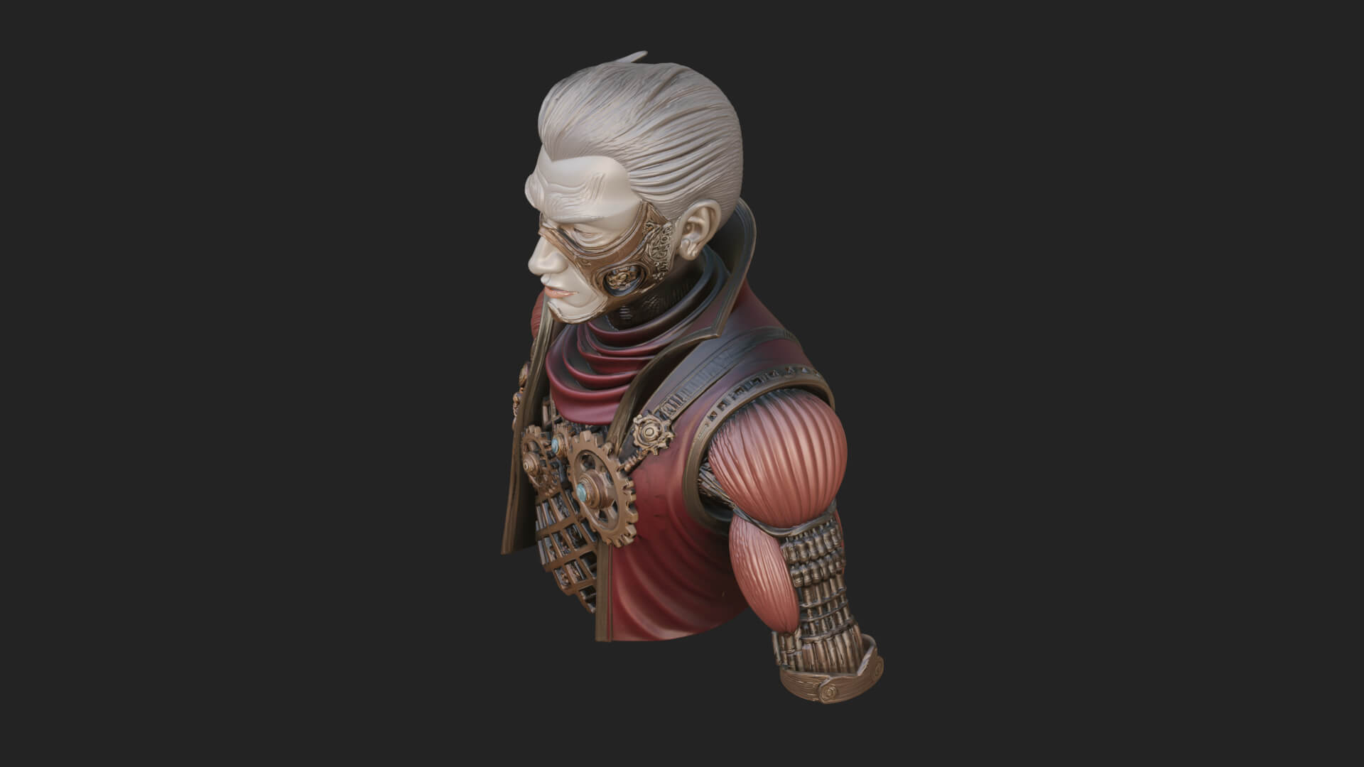 Steampunk Cyborg Man Bust Design 17 3D Print Model 3D Model