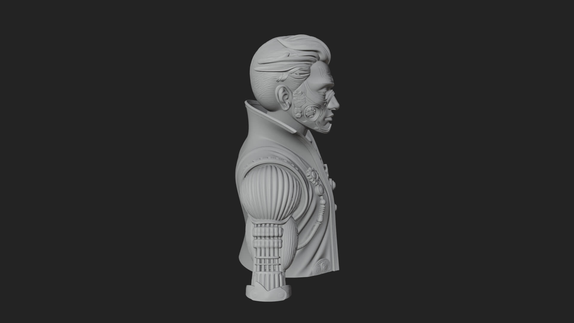 Steampunk Cyborg Man Bust Design 17 3D Print Model 3D Model