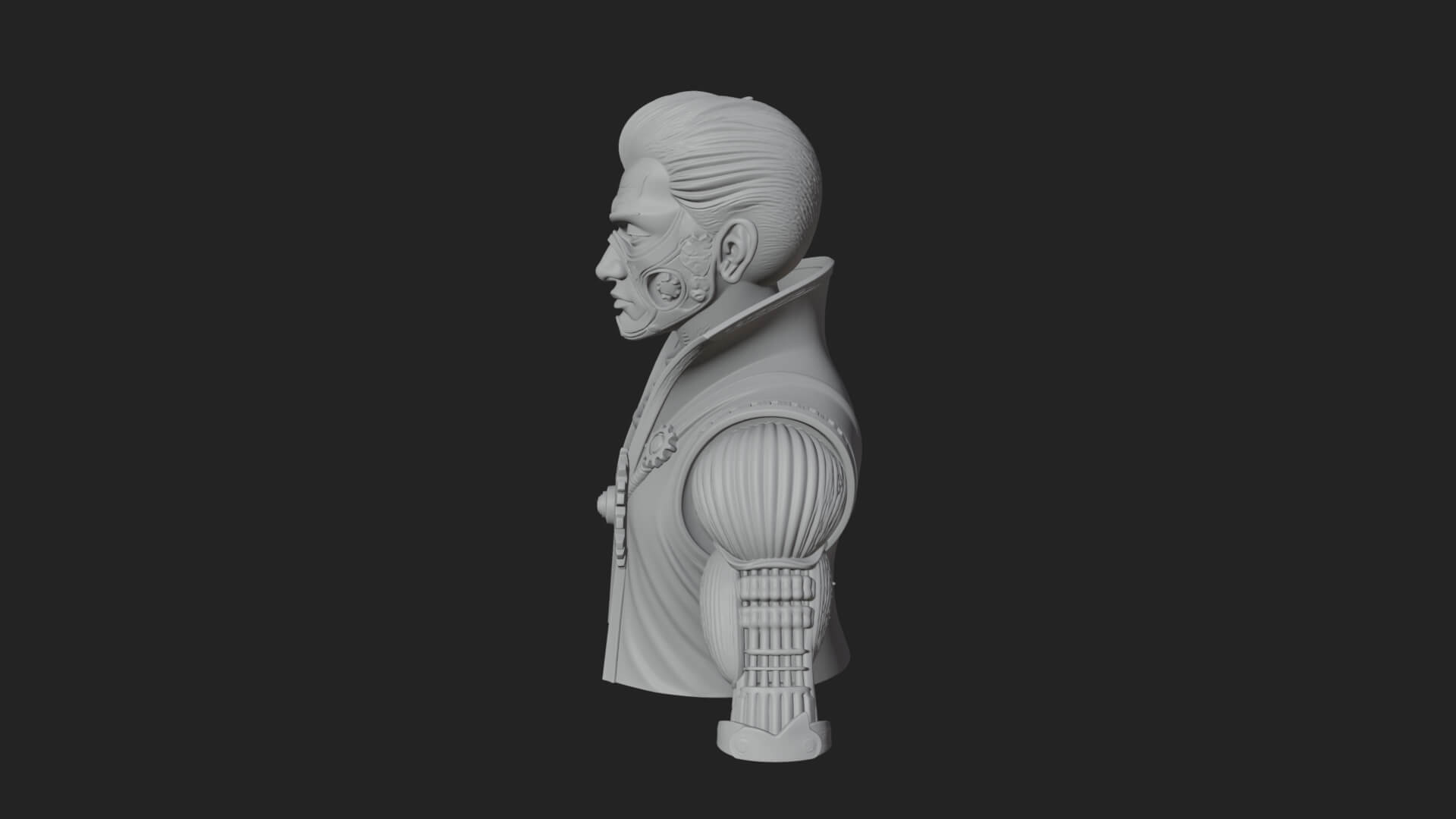 Steampunk Cyborg Man Bust Design 17 3D Print Model 3D Model