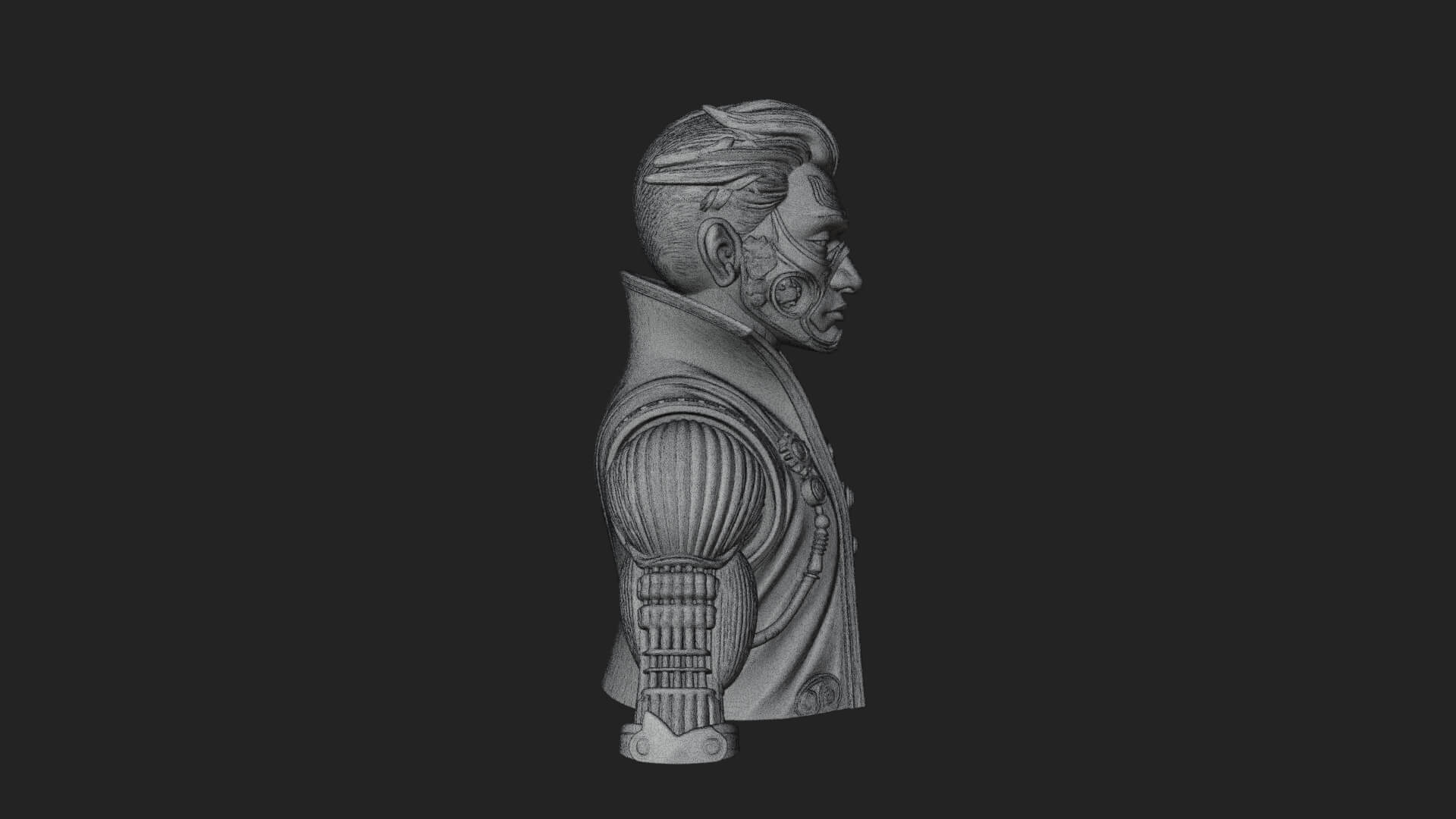 Steampunk Cyborg Man Bust Design 17 3D Print Model 3D Model