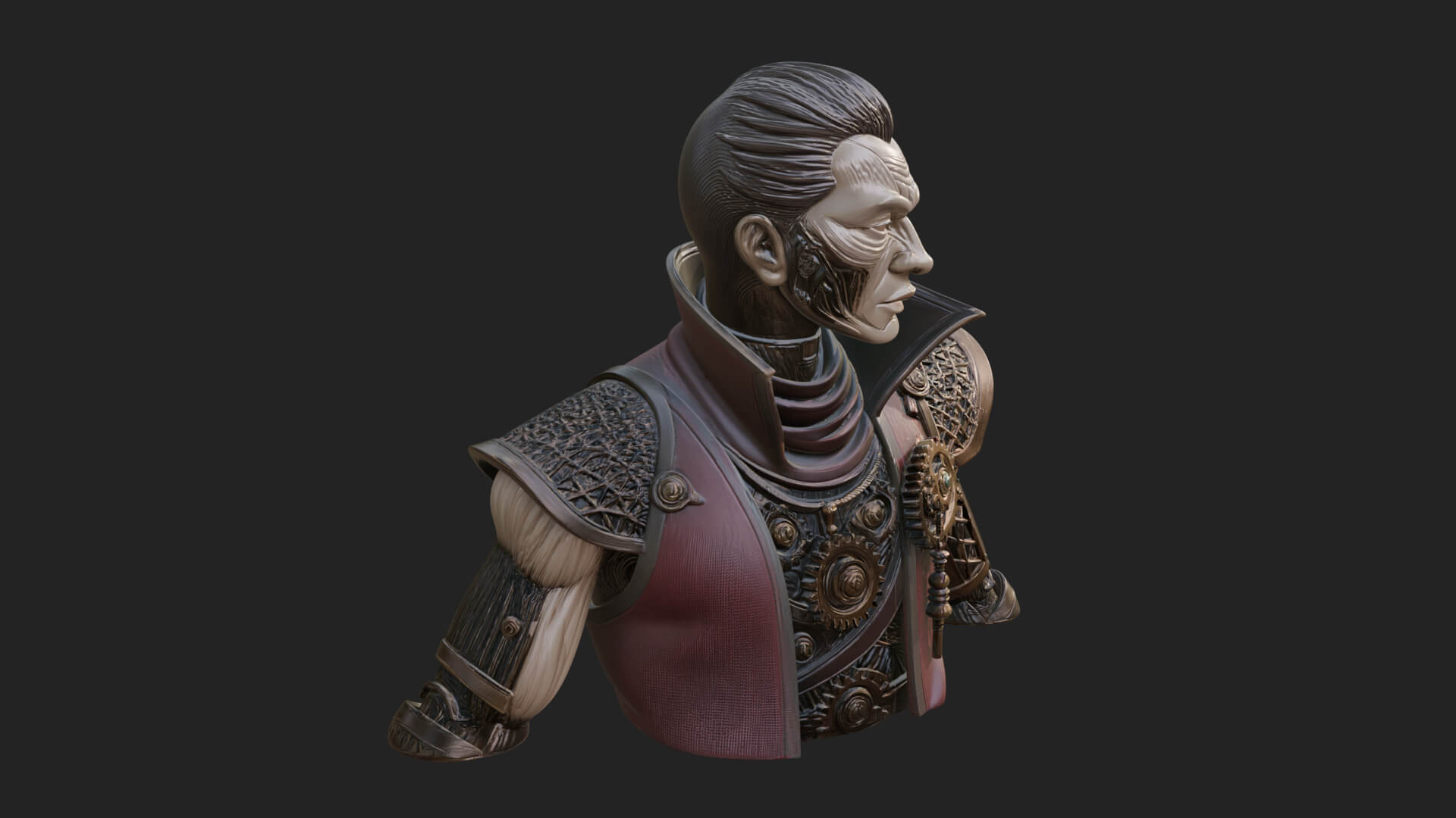 Steampunk Cyborg Man Bust Design 18 3D Print Model 3D Model