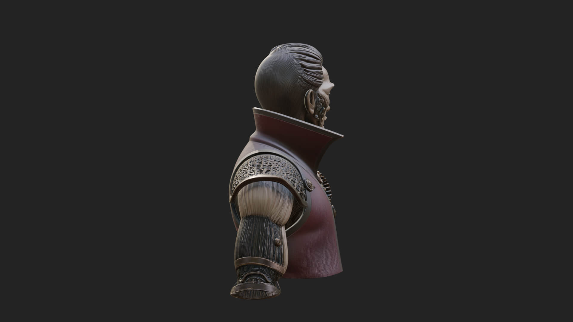 Steampunk Cyborg Man Bust Design 18 3D Print Model 3D Model
