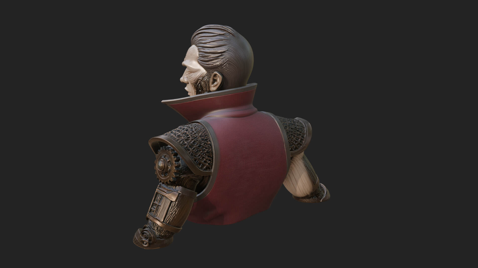Steampunk Cyborg Man Bust Design 18 3D Print Model 3D Model