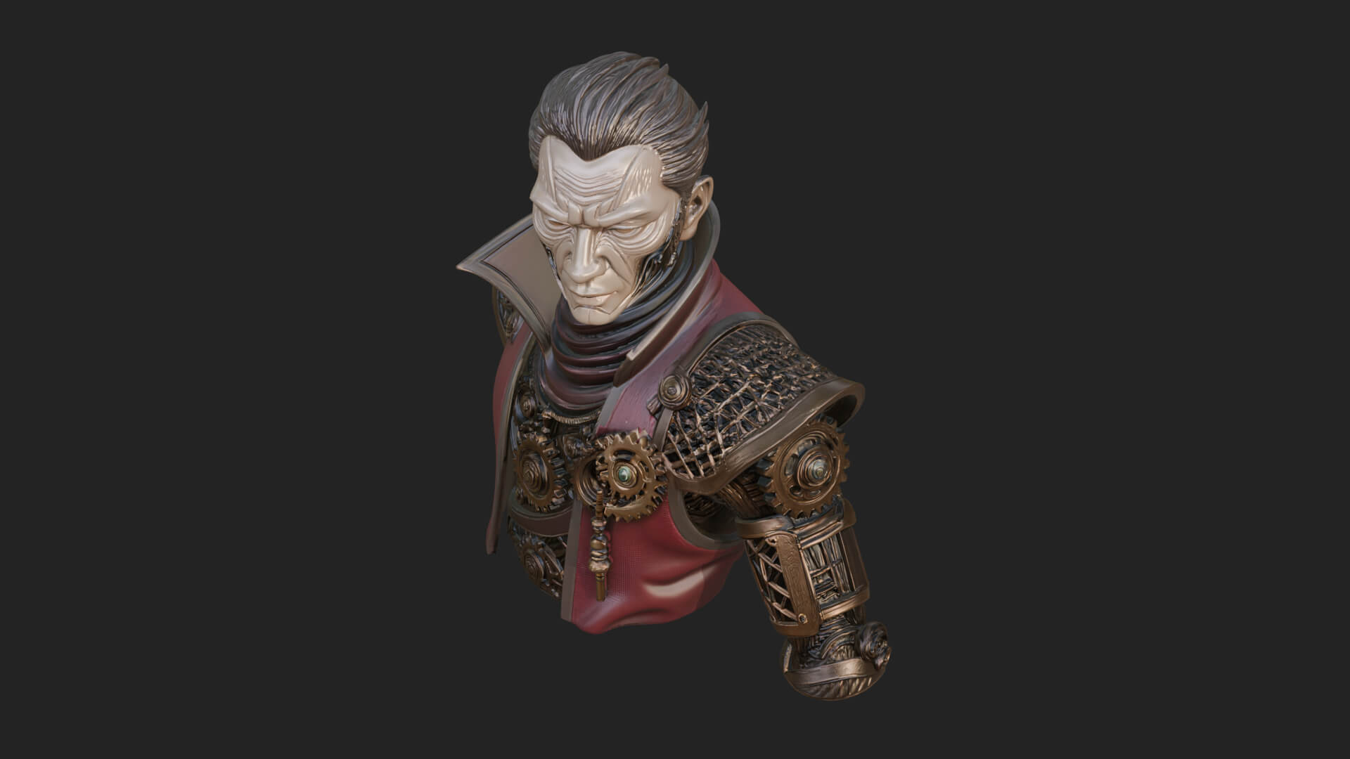 Steampunk Cyborg Man Bust Design 18 3D Print Model 3D Model